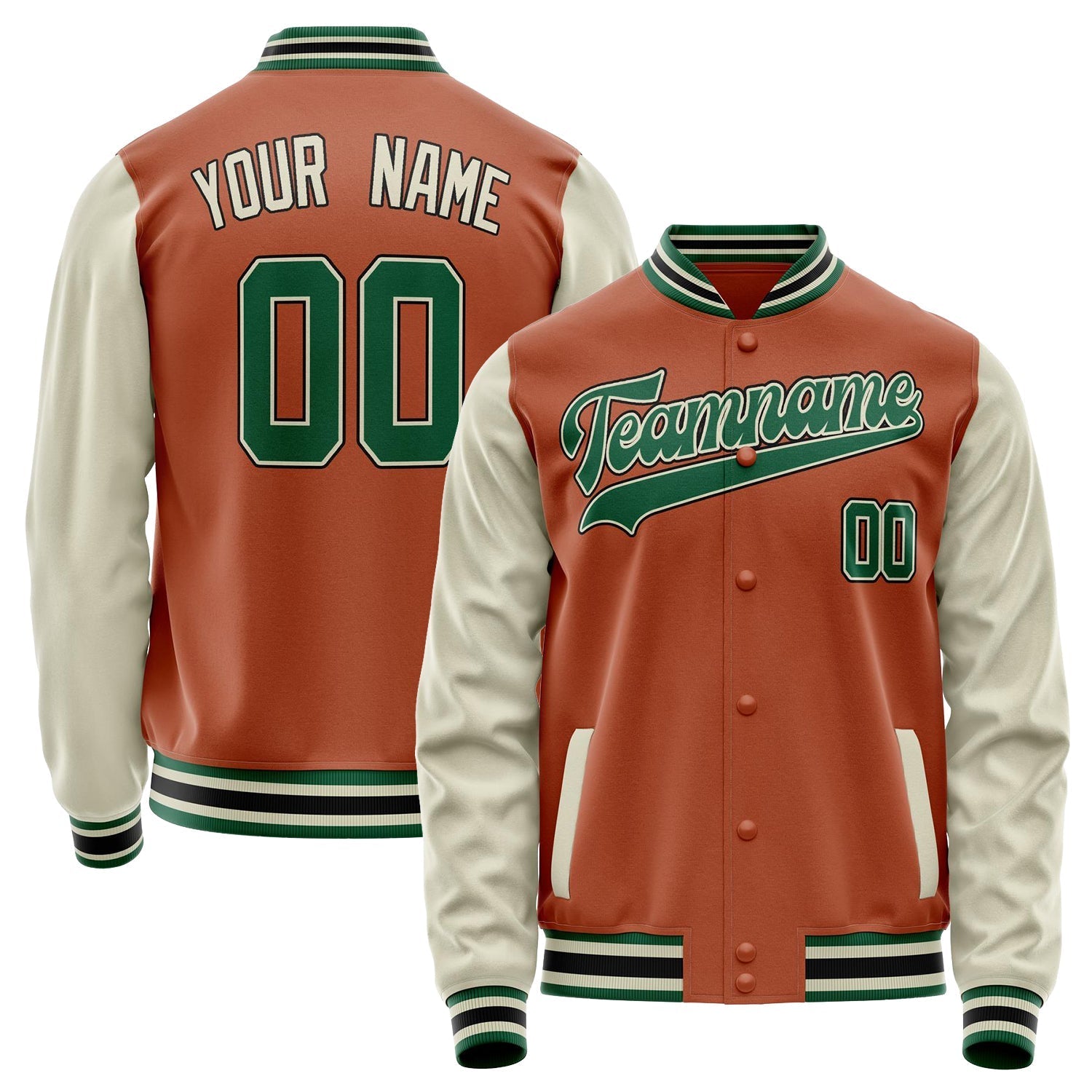 Custom Texas-Orange Cream Solid Color Varsity Letterman Jacket JA02240617JG432