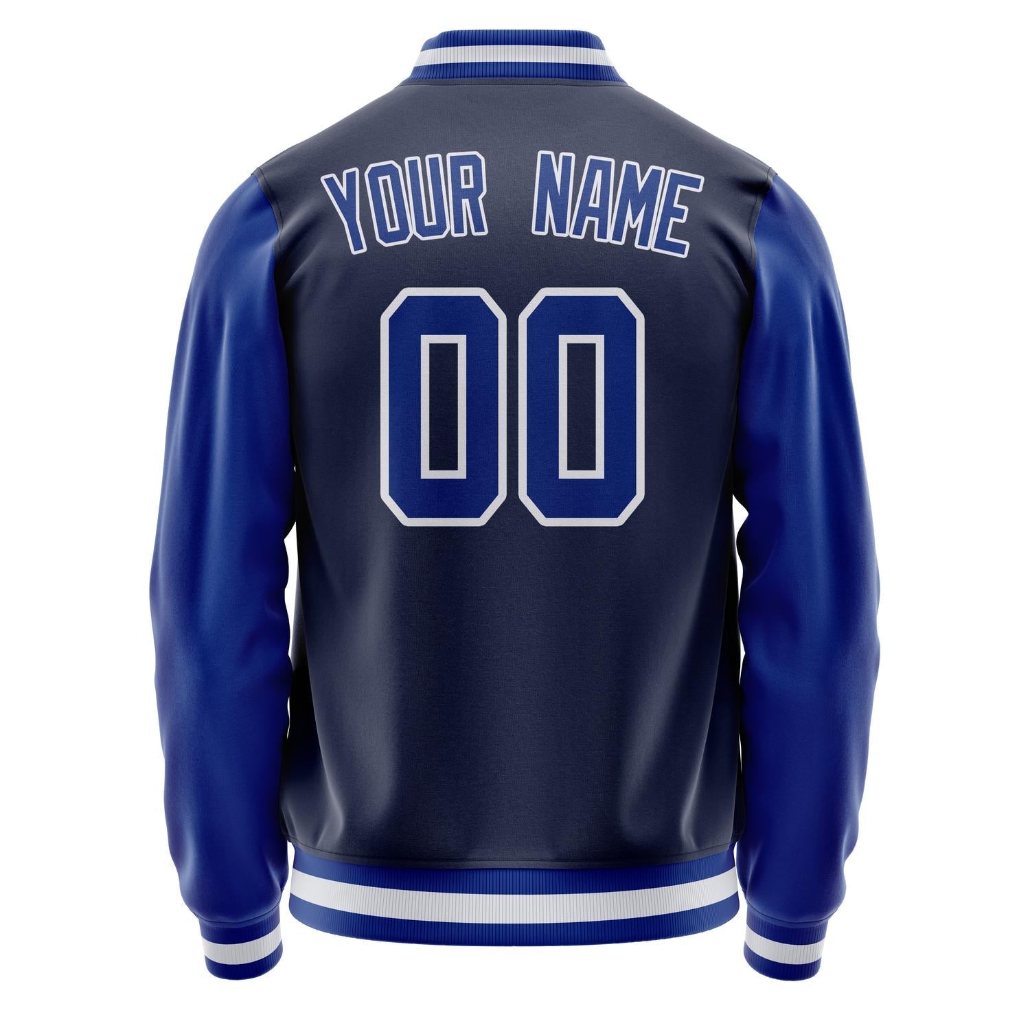 Custom Navy Royal Solid Color Varsity Letterman Jacket JA02240617KZ274