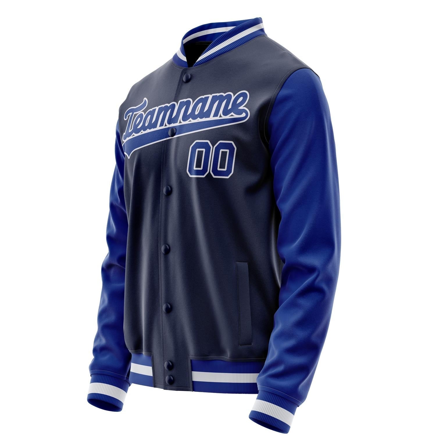 Custom Navy Royal Solid Color Varsity Letterman Jacket JA02240617KZ274