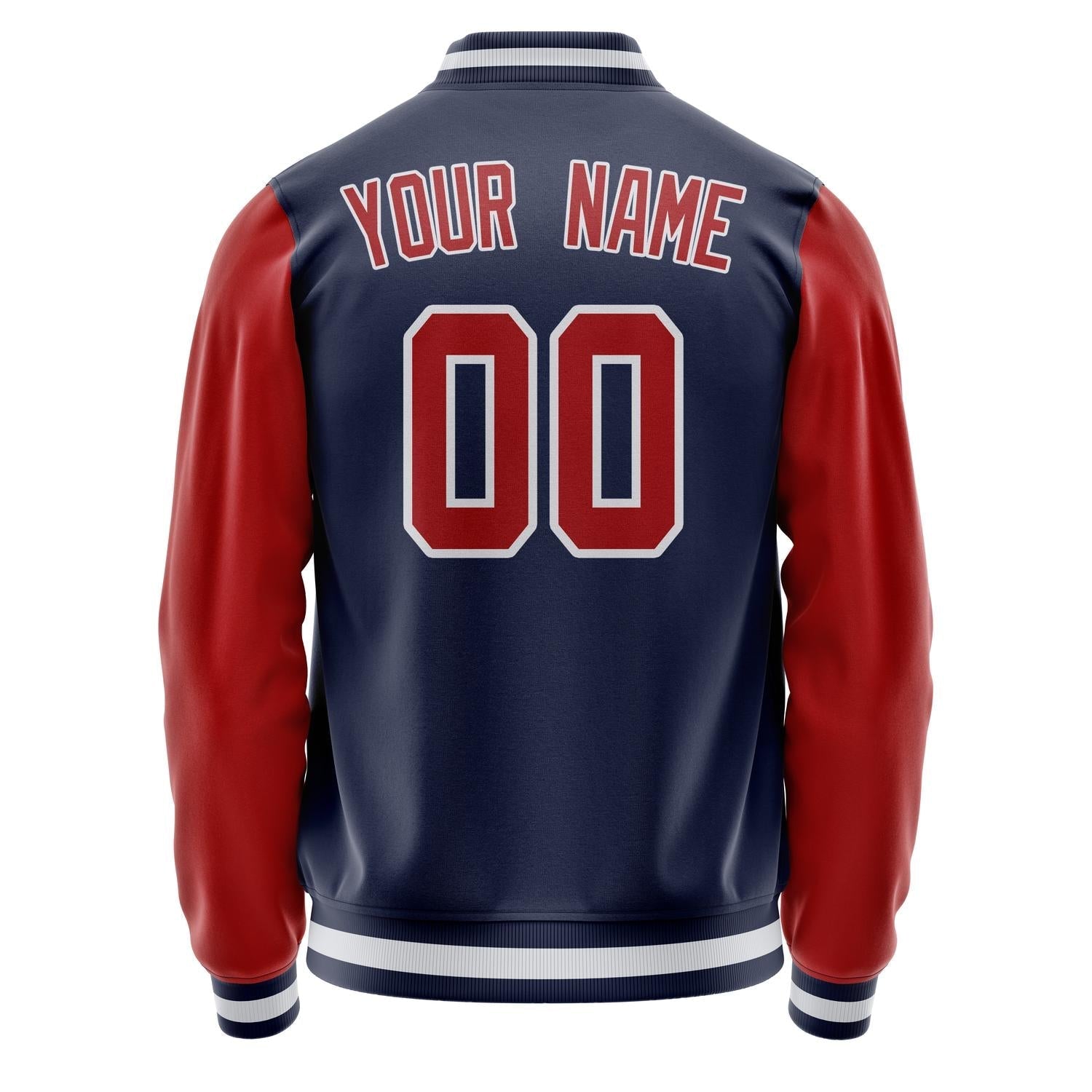 Custom Navy Red Solid Color Varsity Letterman Jacket JA02240617KZ277