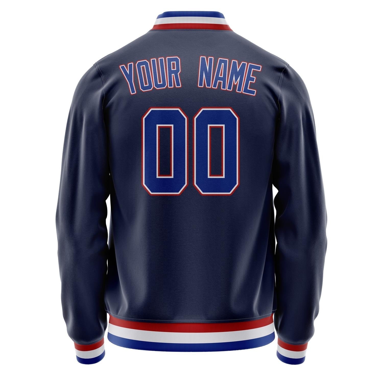Custom Navy Red Solid Color Varsity Letterman Jacket JA02240617KZ280