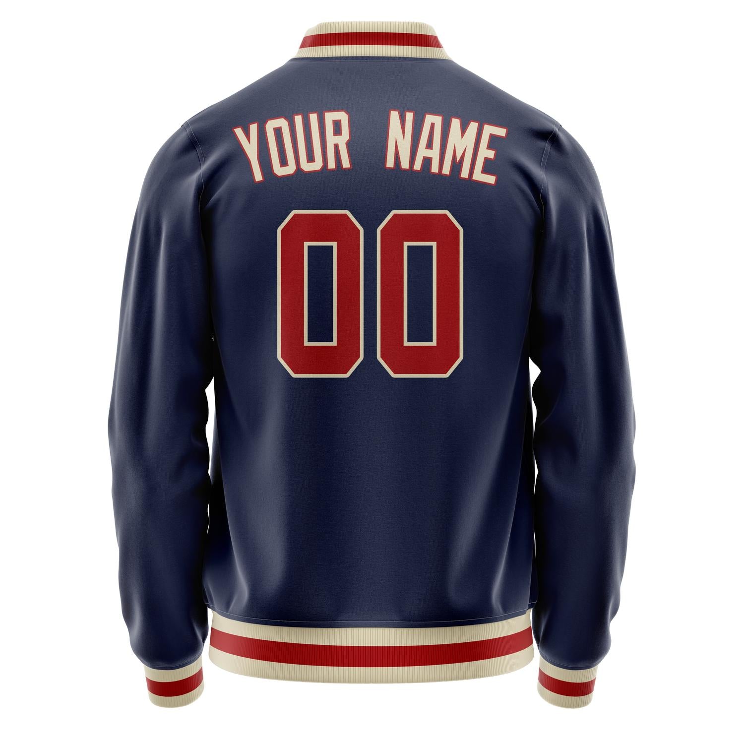 Custom Navy Red Solid Color Varsity Letterman Jacket JA02240617KZ282