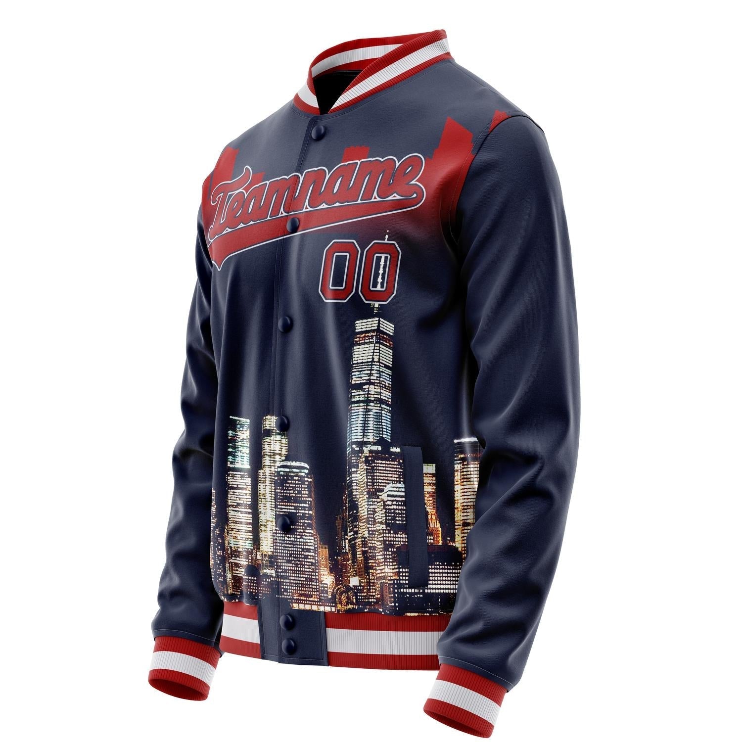 Custom Navy Red 3D Boston Massachusetts City Edition Varsity Letterman Jacket JA02240617KZ287