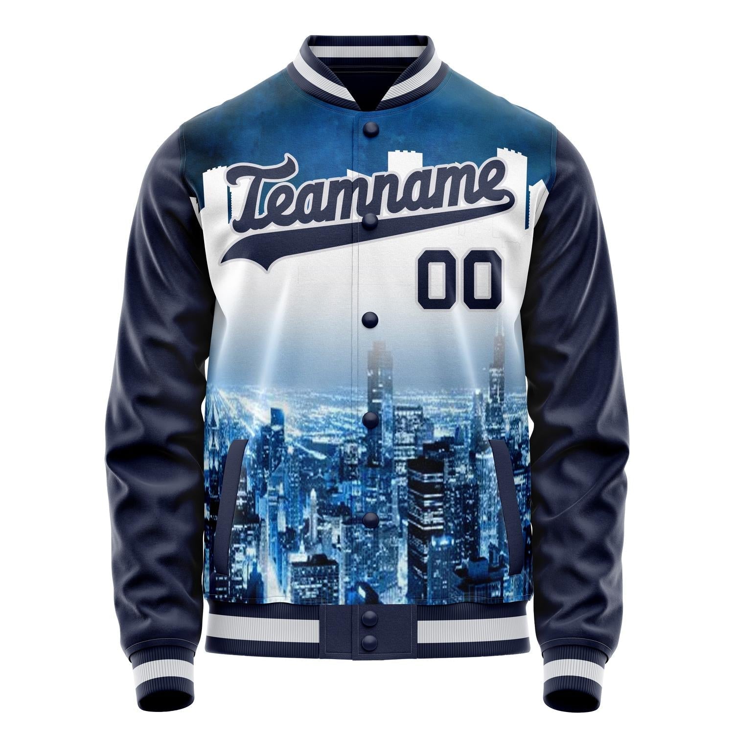 Custom Navy Navy 3D New York City Varsity Letterman Jacket JA02240617KZ289