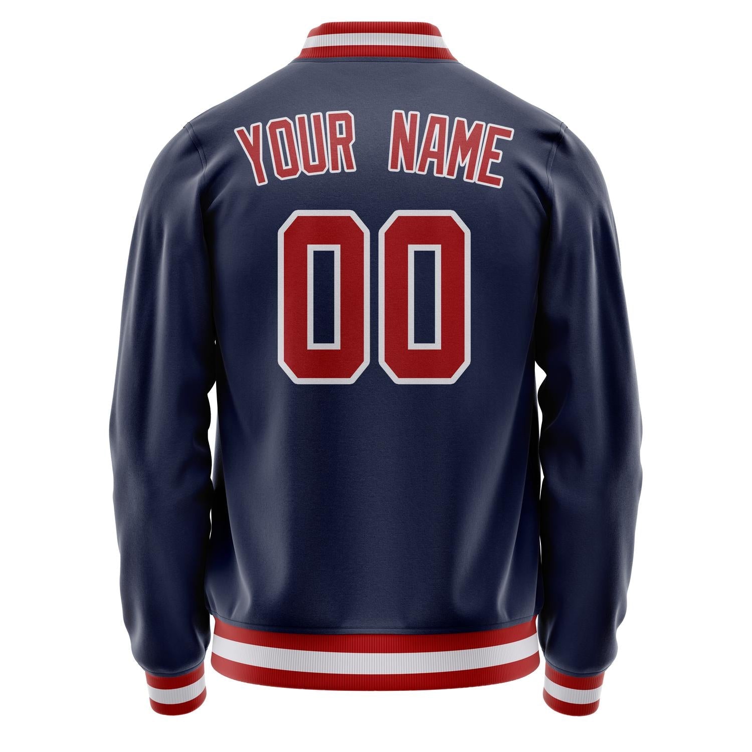 Custom Navy Red Solid Color Varsity Letterman Jacket JA02240617KZ295