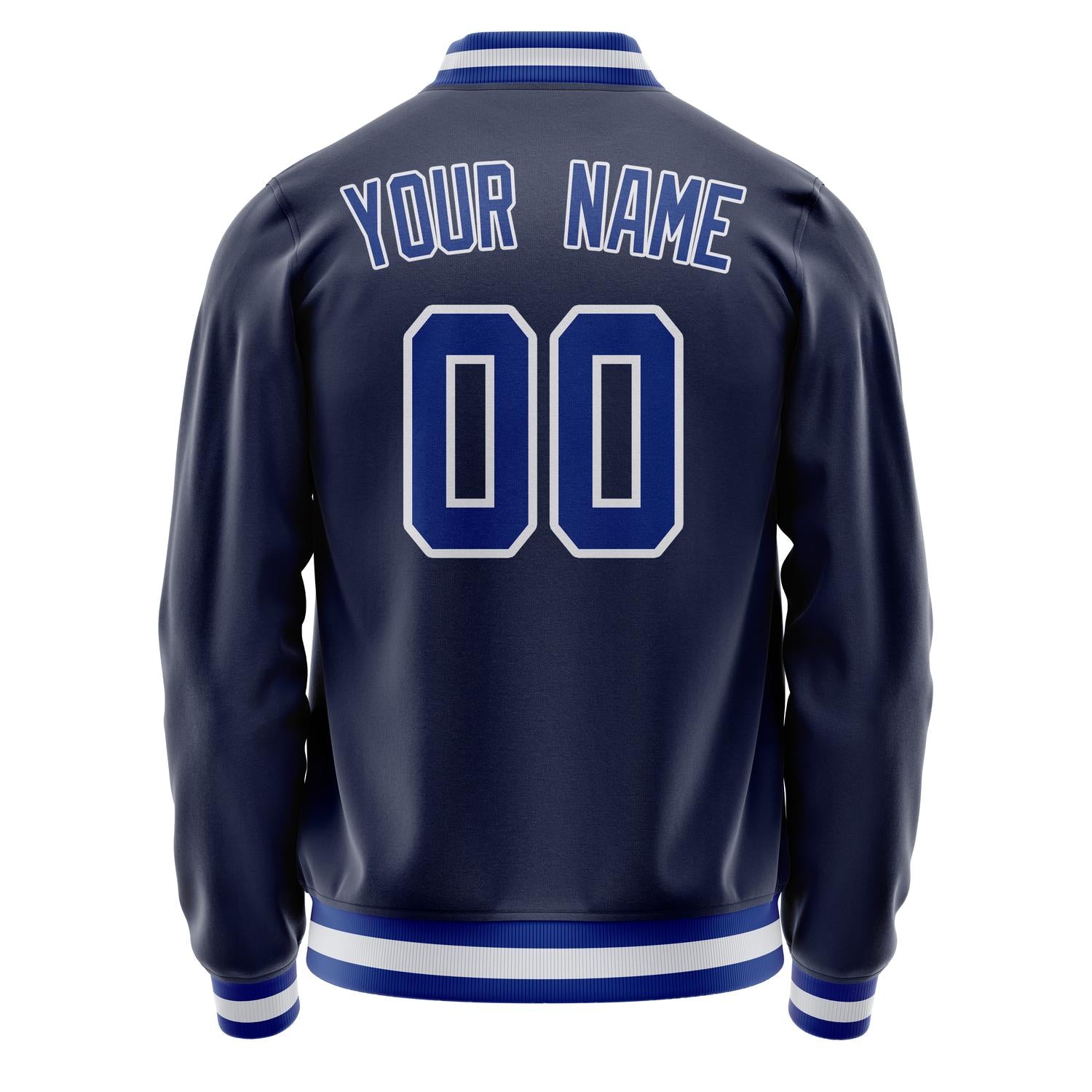 Custom Navy Royal Solid Color Varsity Letterman Jacket JA02240617KZ296