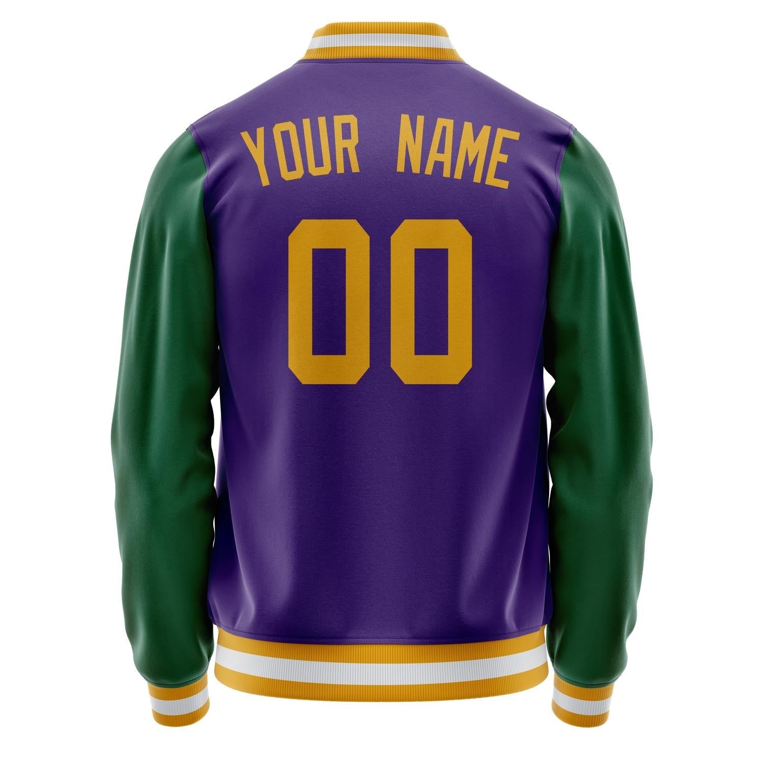 Custom Purple Kelly-Green Solid Color Varsity Letterman Jacket JA02240617KZ356