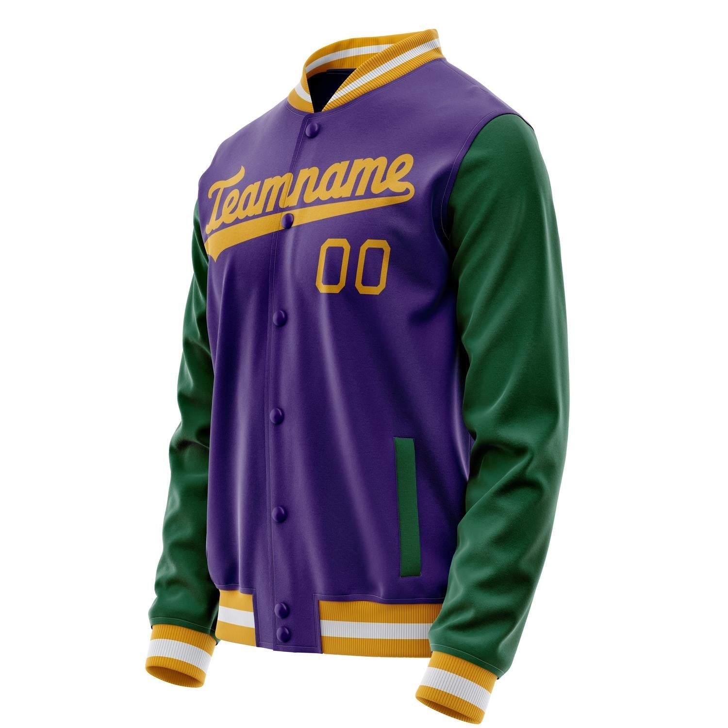 Custom Purple Kelly-Green Solid Color Varsity Letterman Jacket JA02240617KZ356