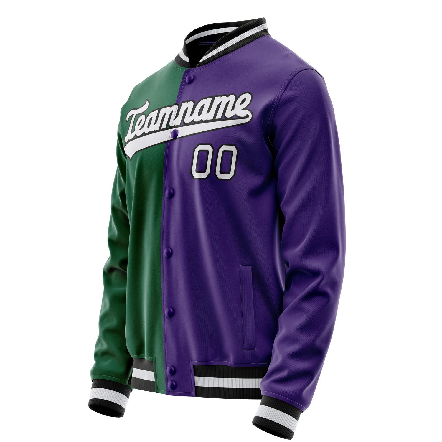 Custom Purple Kelly-Green Split Varsity Letterman Jacket JA02240617KZ358