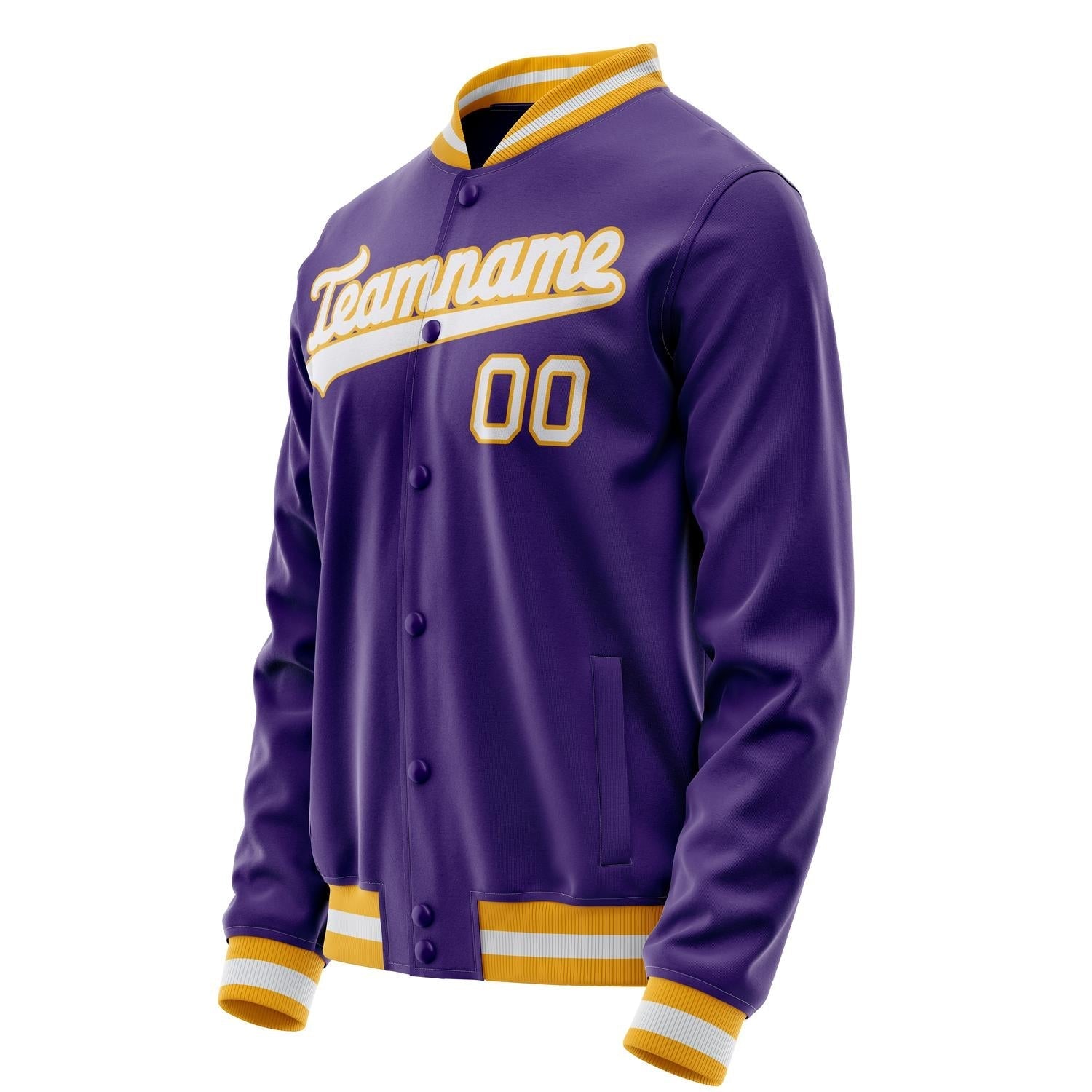 Custom Purple White Solid Color Varsity Letterman Jacket JA02240617KZ361