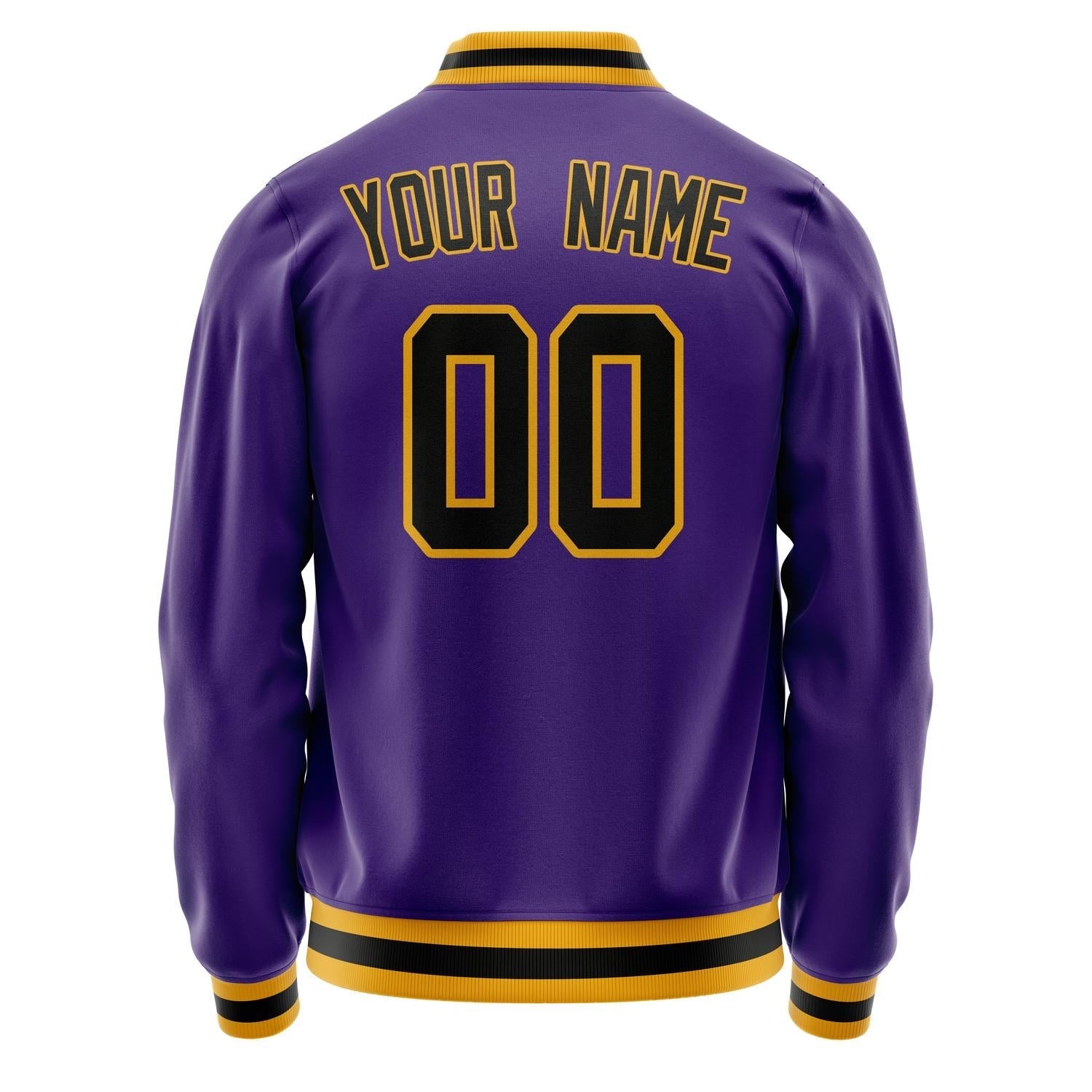 Custom Purple Black Solid Color Varsity Letterman Jacket JA02240617KZ362