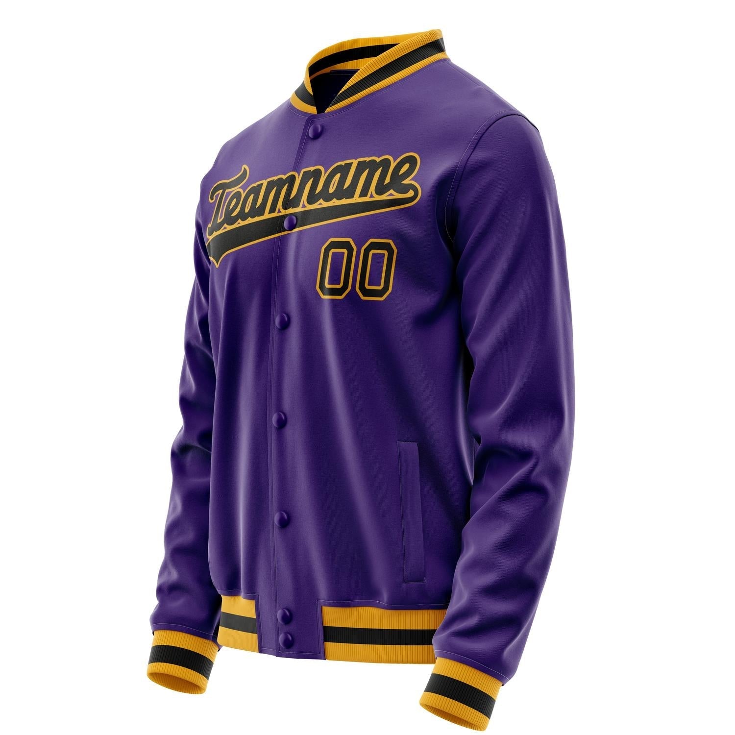 Custom Purple Black Solid Color Varsity Letterman Jacket JA02240617KZ362