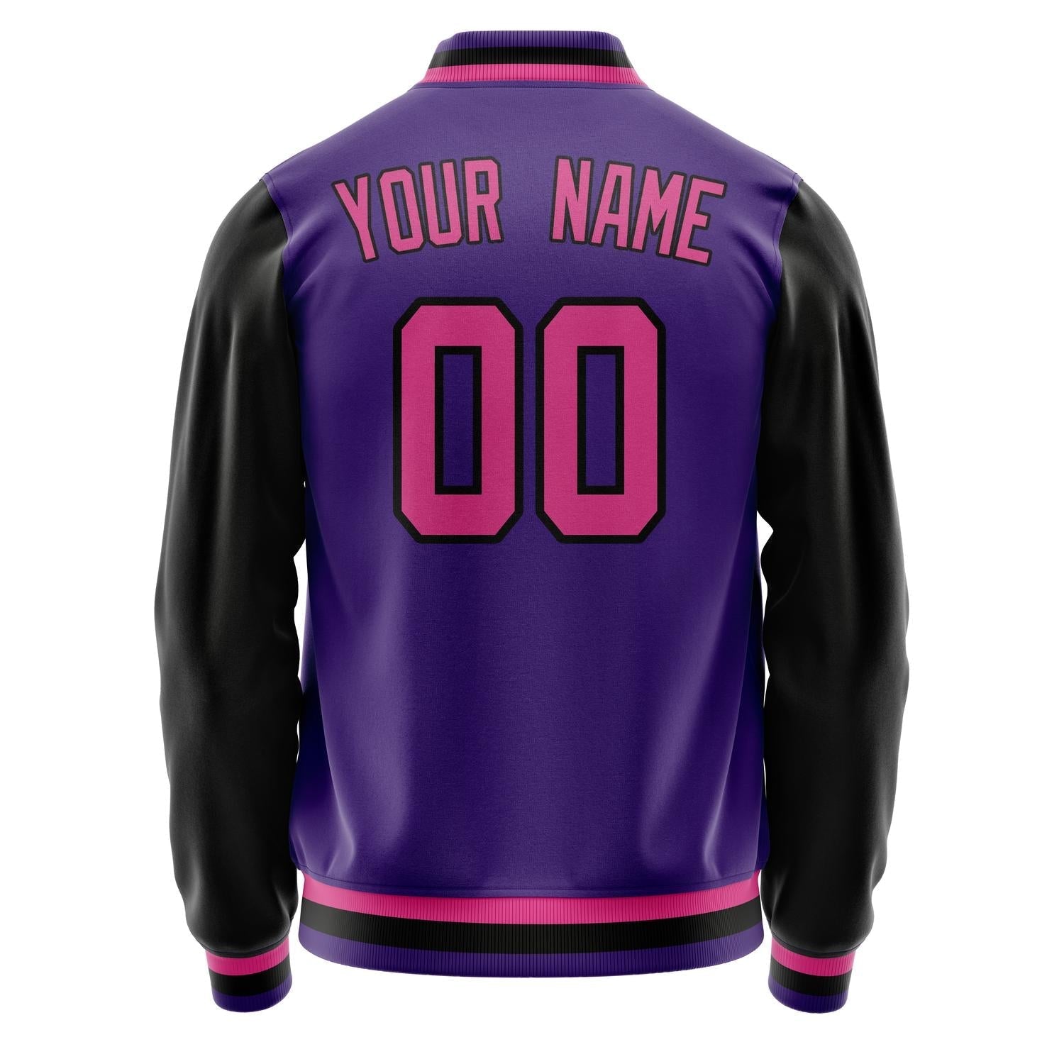 Custom Purple Pink Solid Color Varsity Letterman Jacket JA02240617KZ364