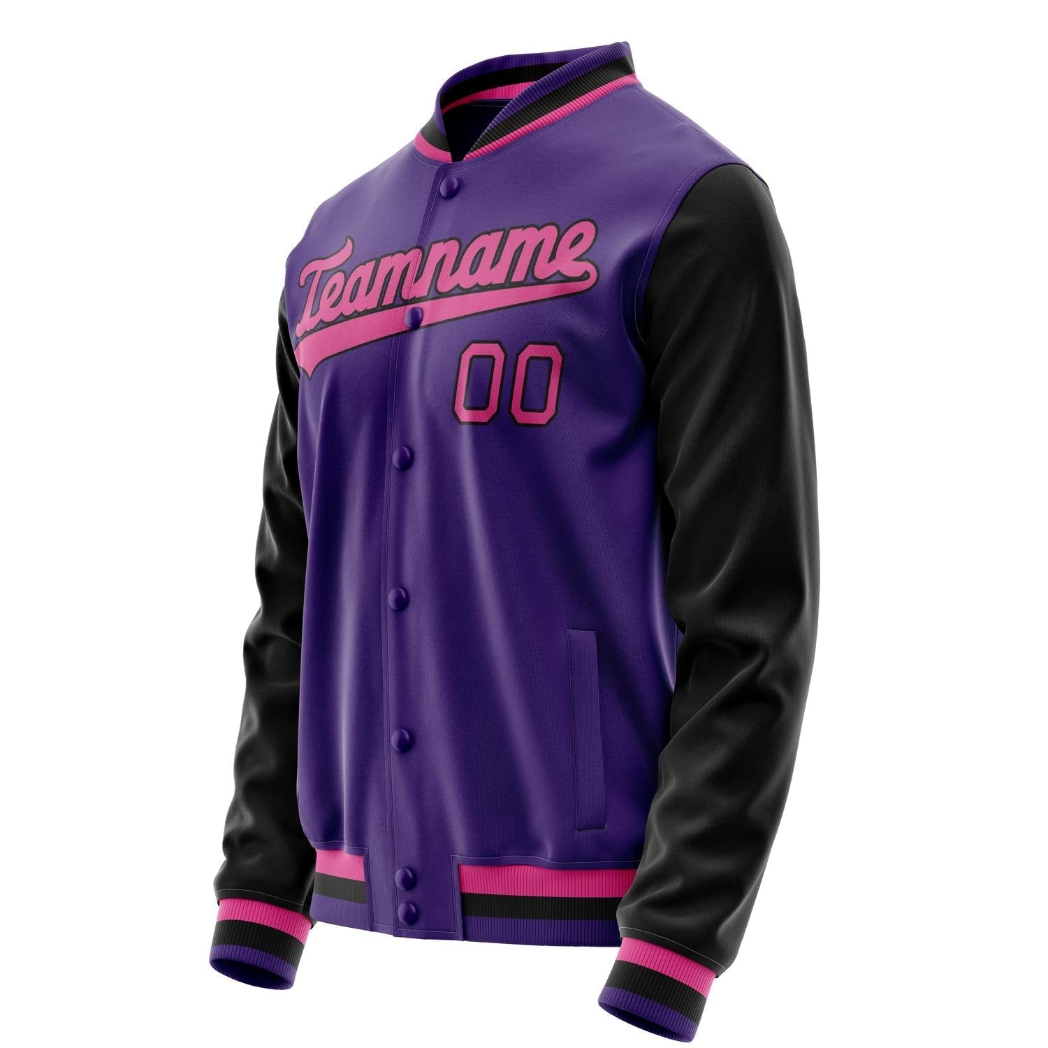 Custom Purple Pink Solid Color Varsity Letterman Jacket JA02240617KZ364