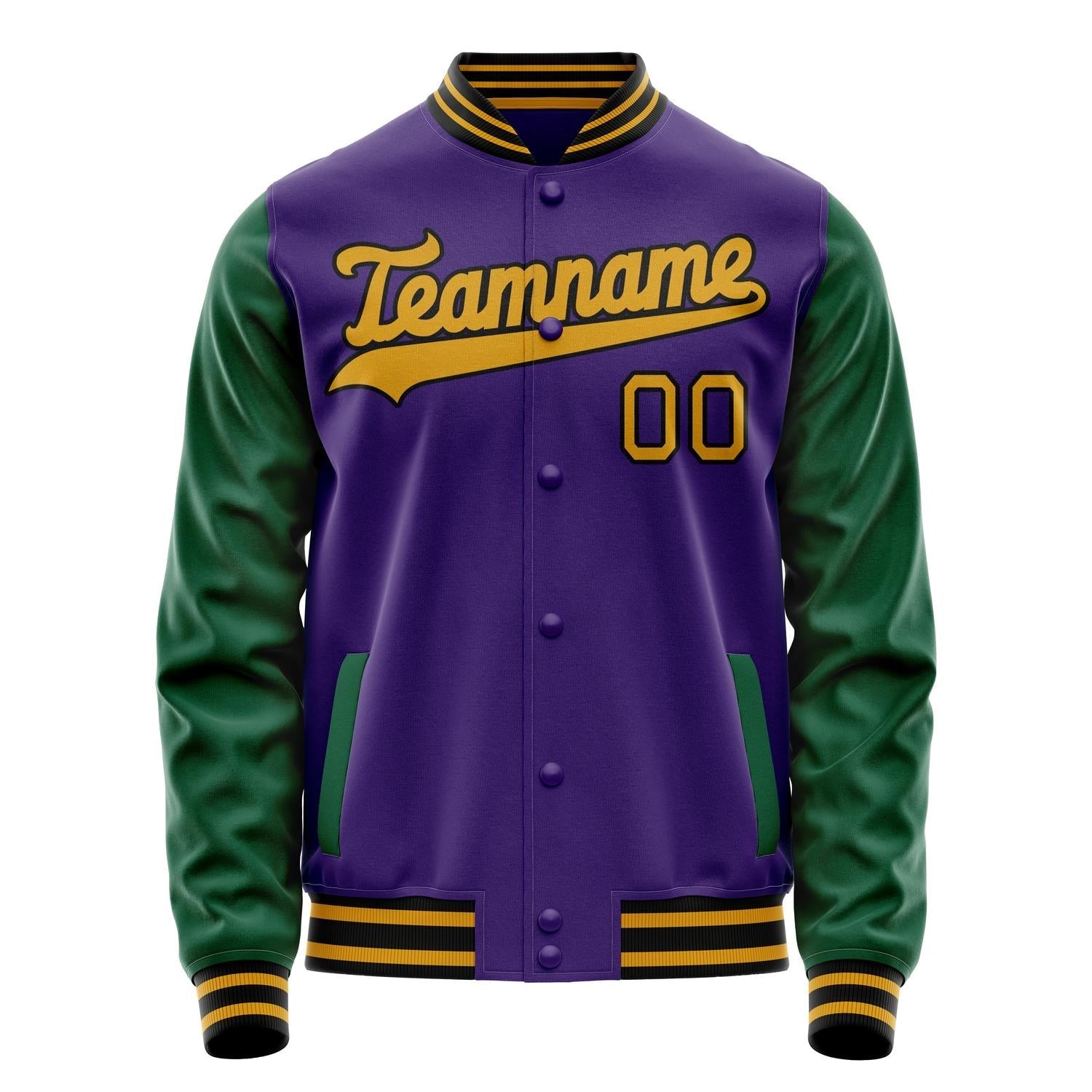 Custom Purple Kelly-Green Solid Color Varsity Letterman Jacket JA02240617KZ367