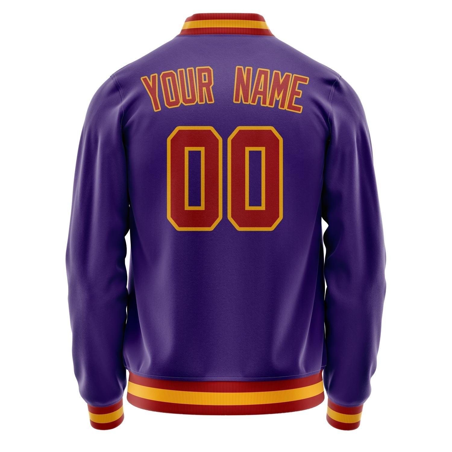Custom Purple Red Solid Color Varsity Letterman Jacket JA02240617KZ369