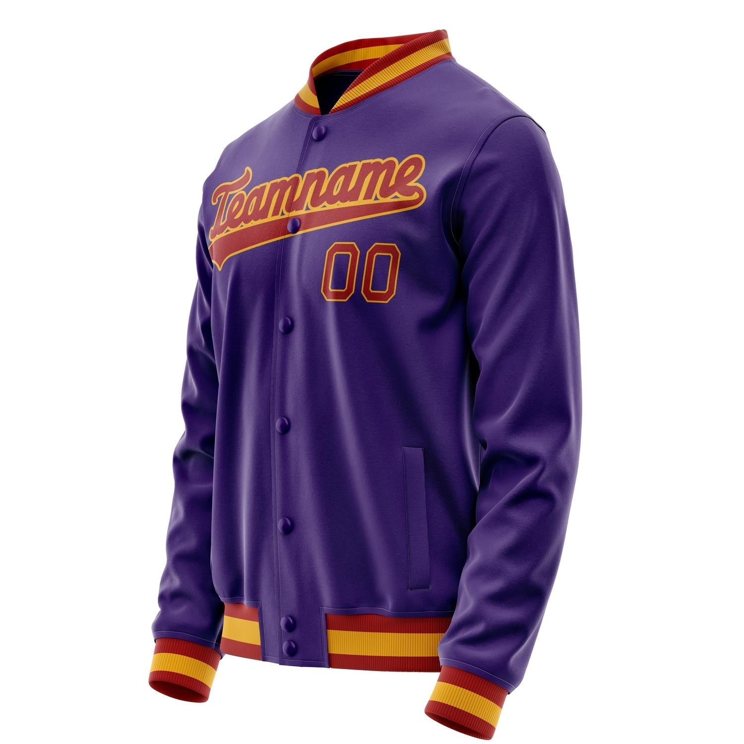 Custom Purple Red Solid Color Varsity Letterman Jacket JA02240617KZ369