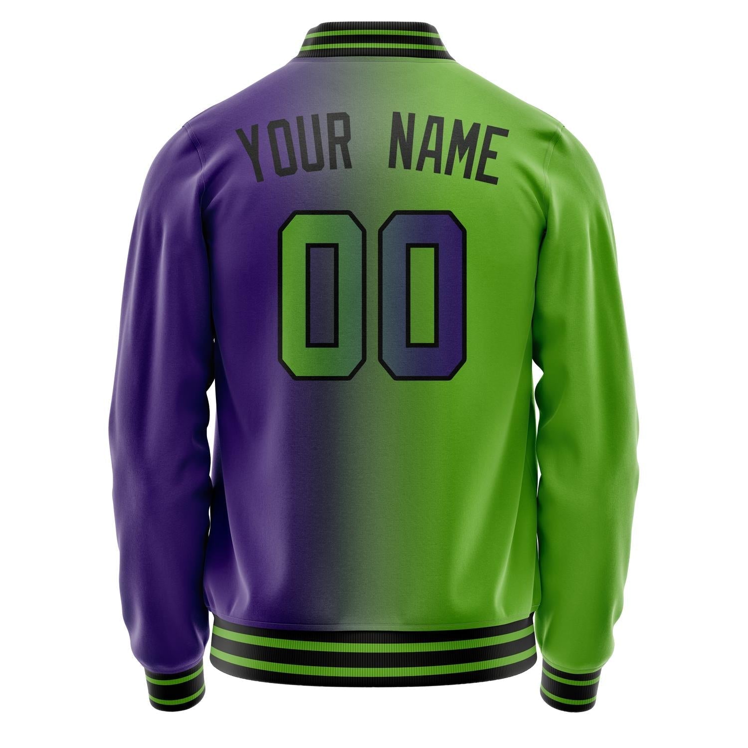 Custom Purple Kelly-Green Gradient Varsity Letterman Jacket JA02240617KZ370