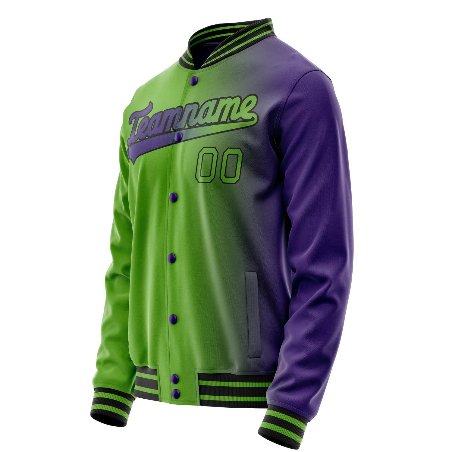 Custom Purple Kelly-Green Gradient Varsity Letterman Jacket JA02240617KZ370