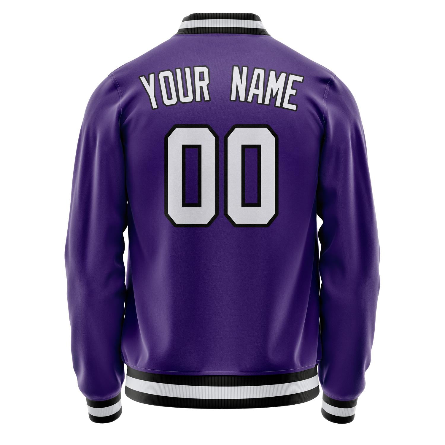 Custom Purple White Solid Color Varsity Letterman Jacket JA02240617KZ371