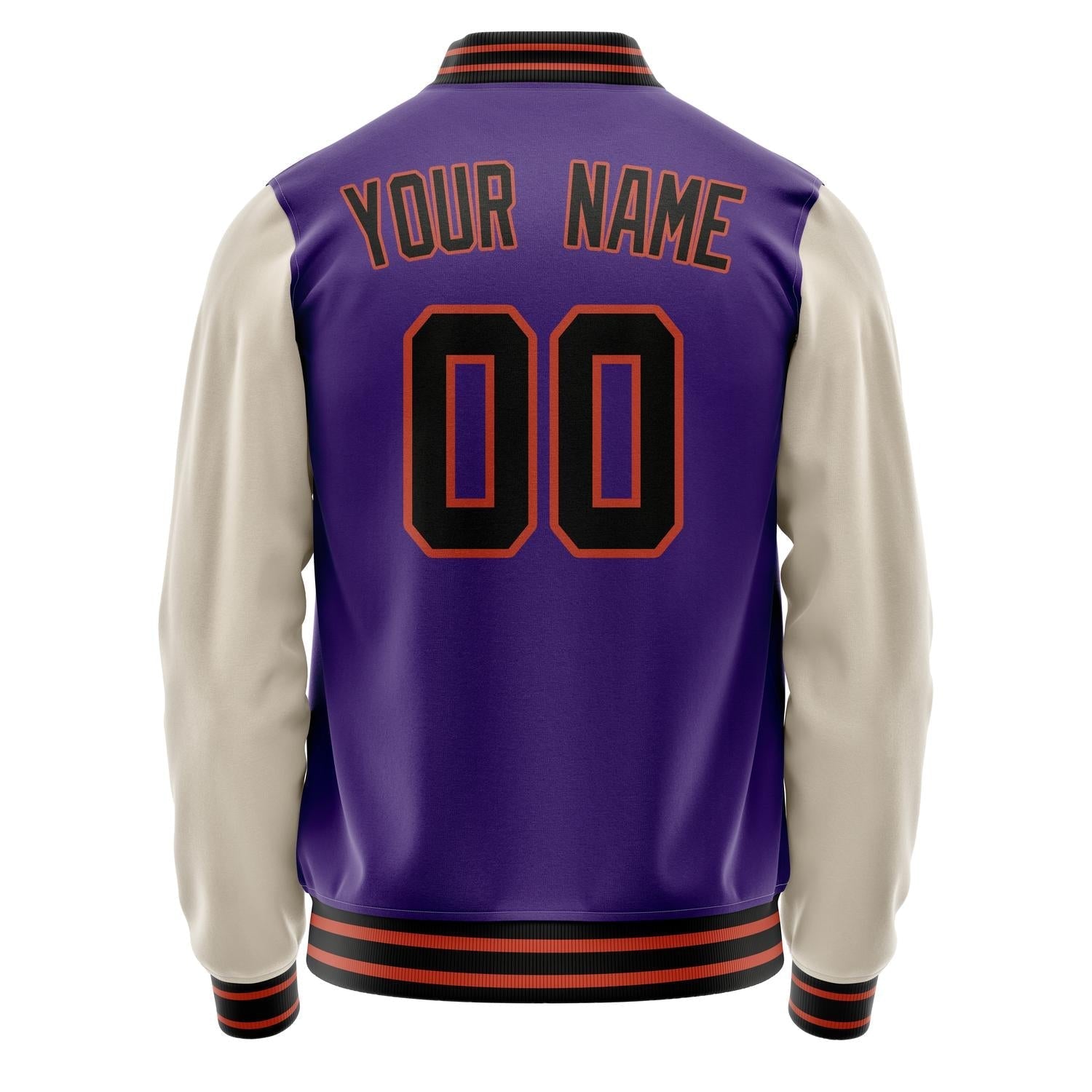 Custom Purple Cream Solid Color Varsity Letterman Jacket JA02240617KZ374