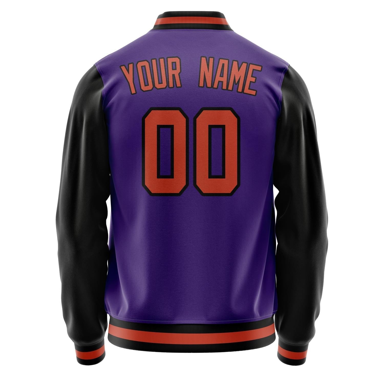 Custom Purple Black Solid Color Varsity Letterman Jacket JA02240617KZ375