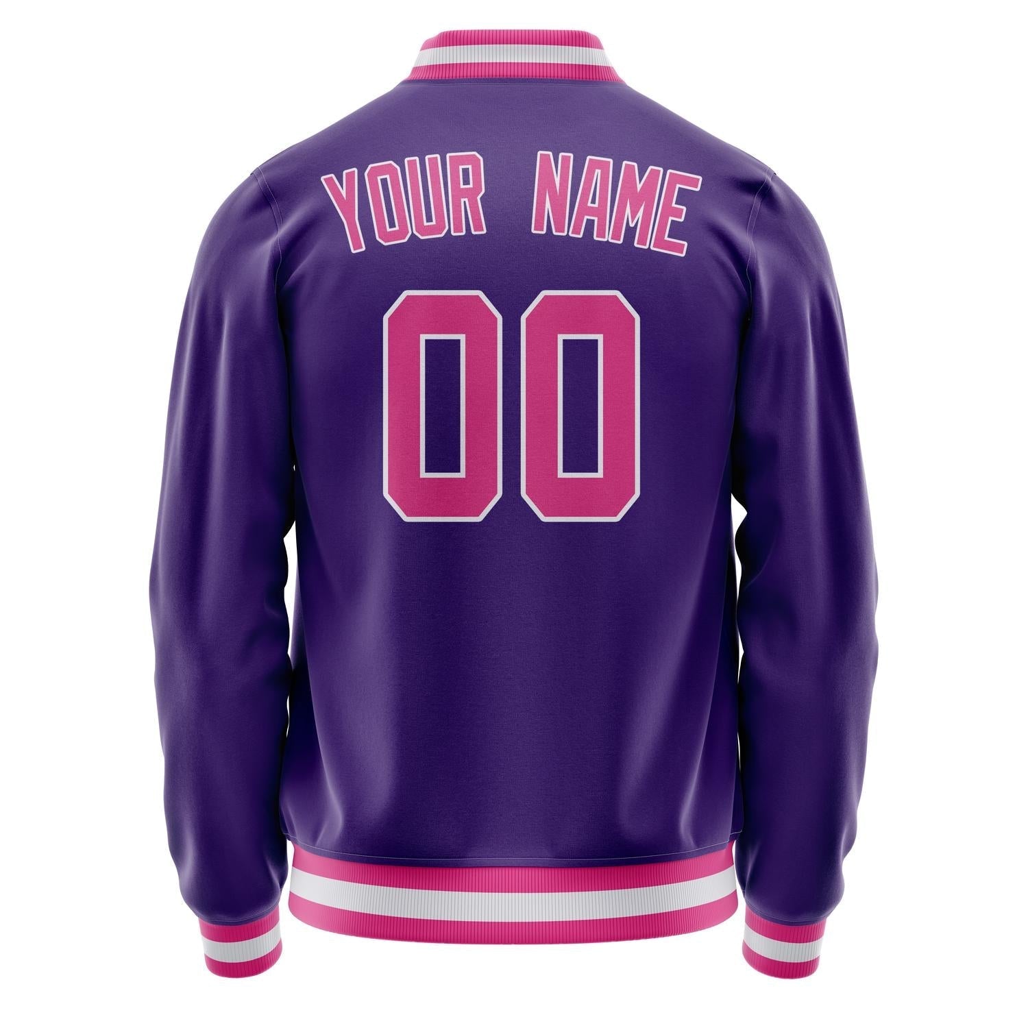 Custom Purple Pink Solid Color Varsity Letterman Jacket JA02240617KZ376