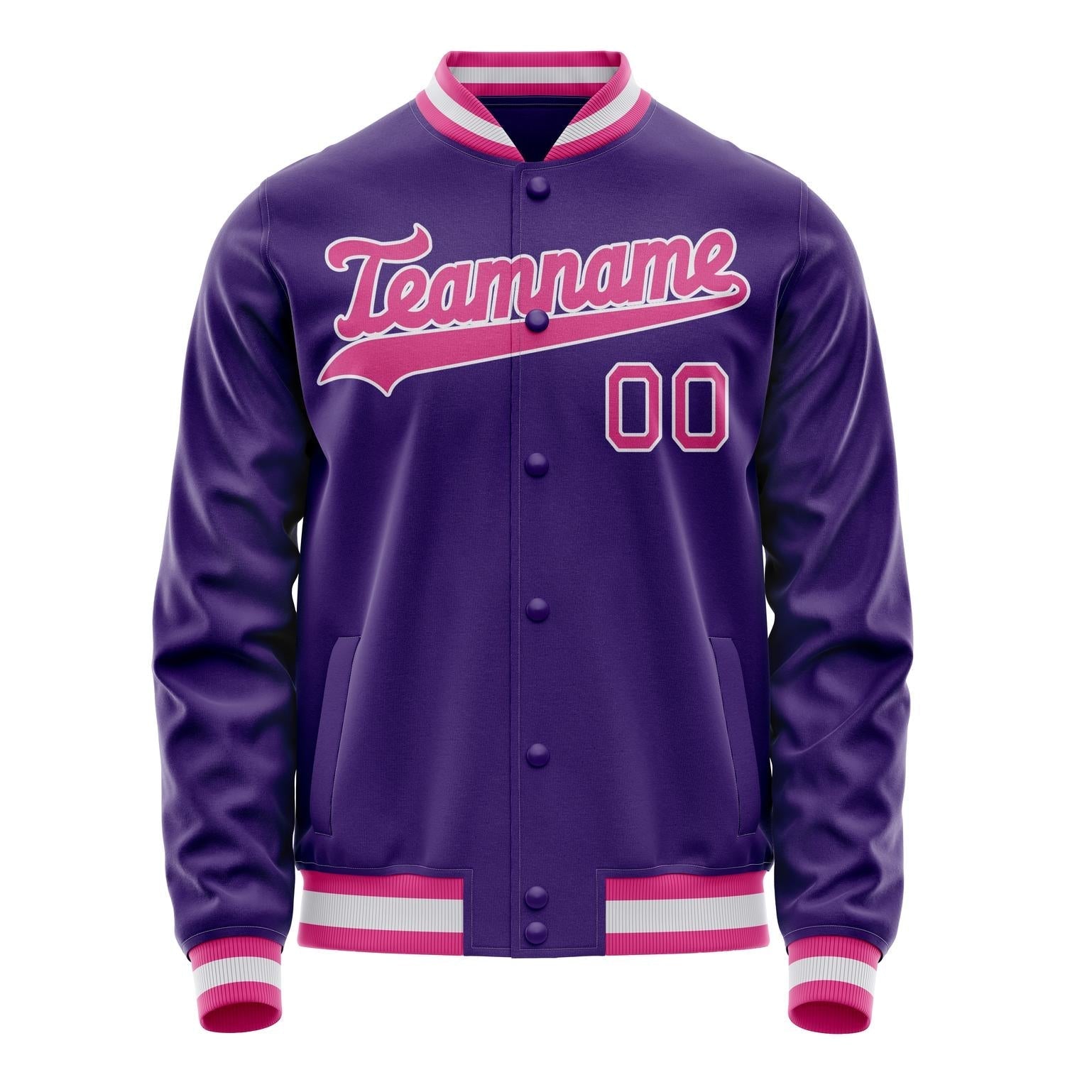 Custom Purple Pink Solid Color Varsity Letterman Jacket JA02240617KZ376