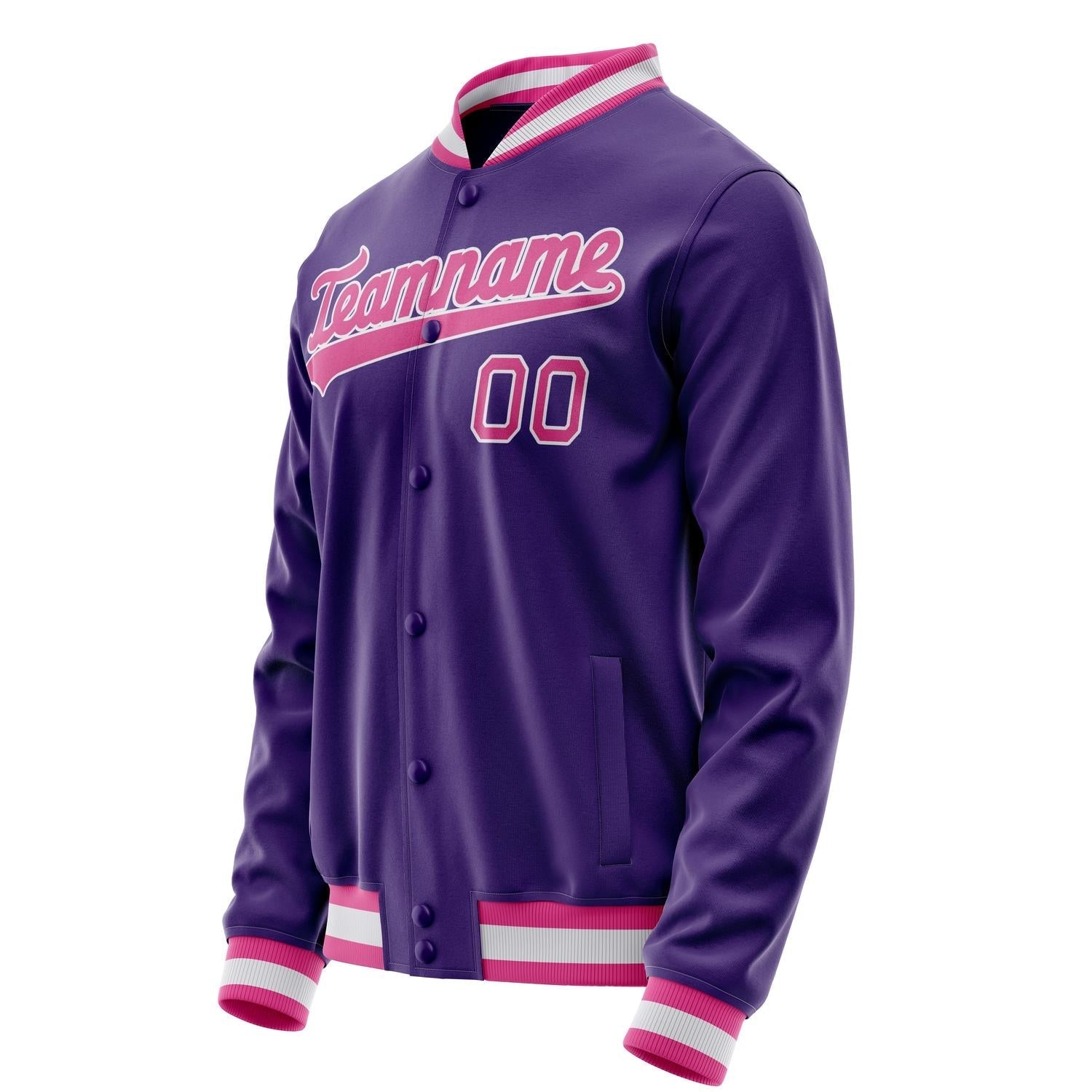 Custom Purple Pink Solid Color Varsity Letterman Jacket JA02240617KZ376