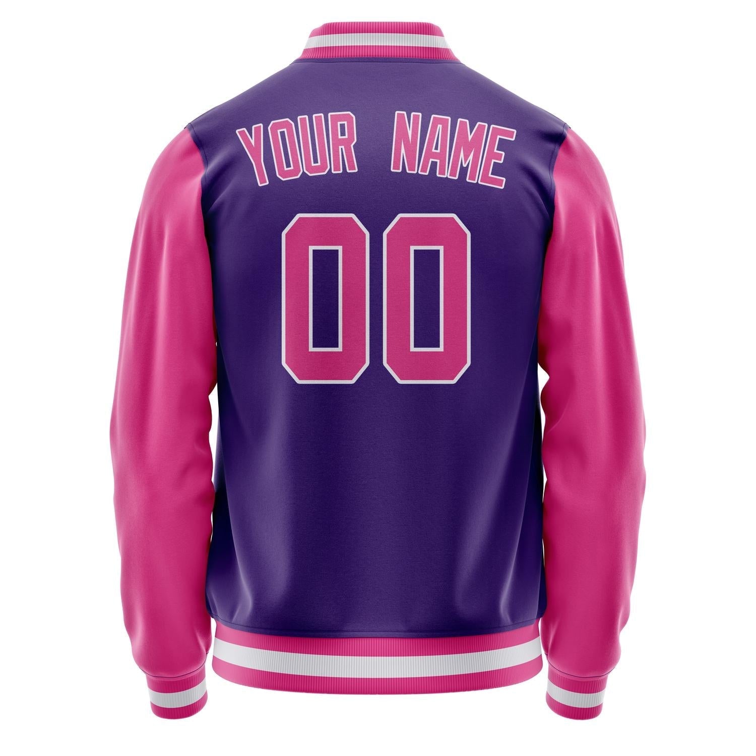 Custom Purple Pink Solid Color Varsity Letterman Jacket JA02240617KZ378