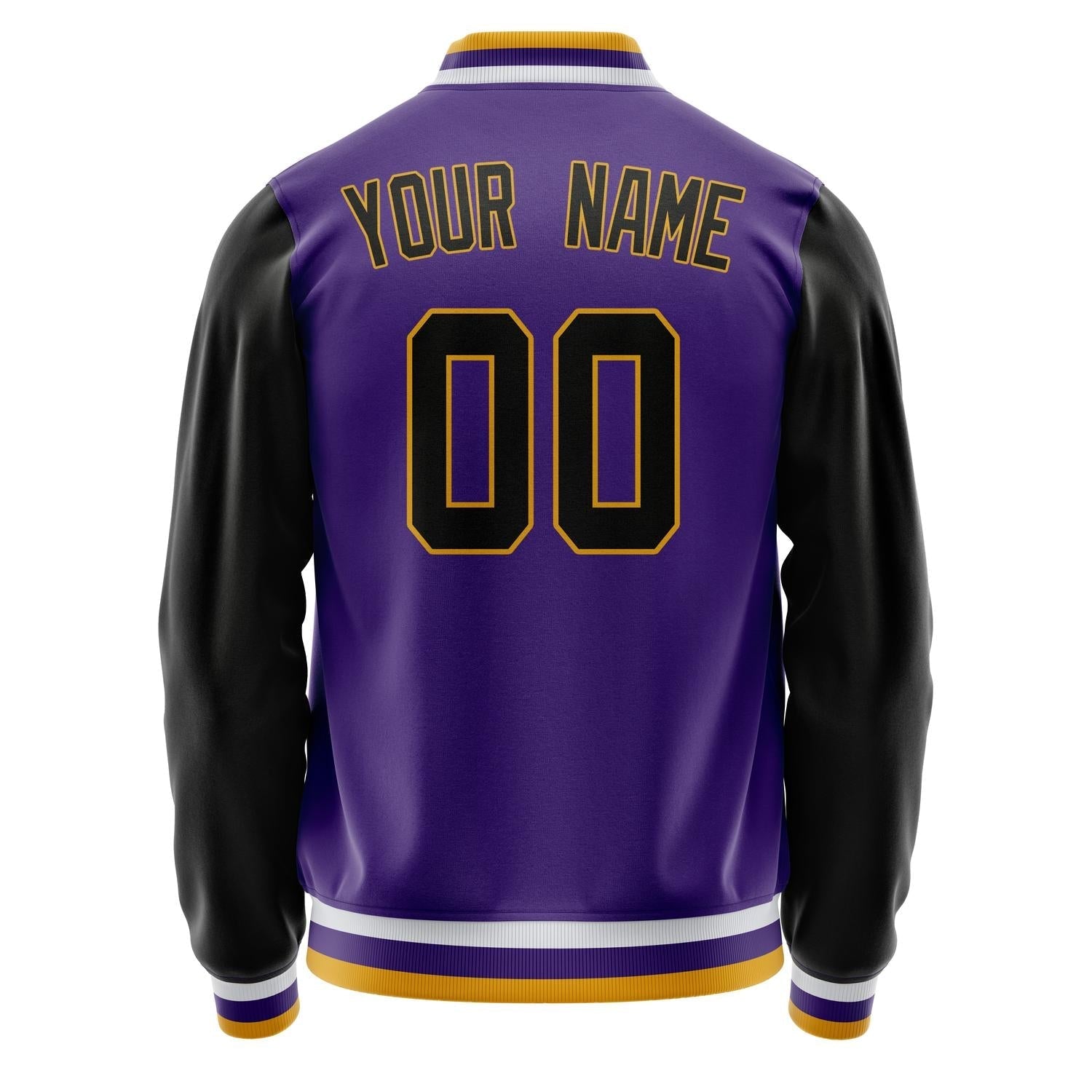 Custom Purple Black Solid Color Varsity Letterman Jacket JA02240617KZ380