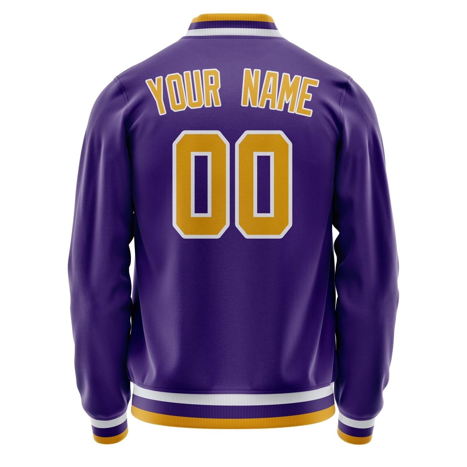 Custom Purple Gold Solid Color Varsity Letterman Jacket JA02240617KZ383