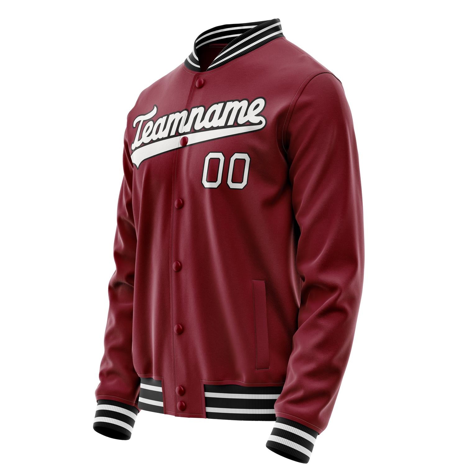 Custom Crimson White Solid Color Varsity Letterman Jacket JA02240617KZ509