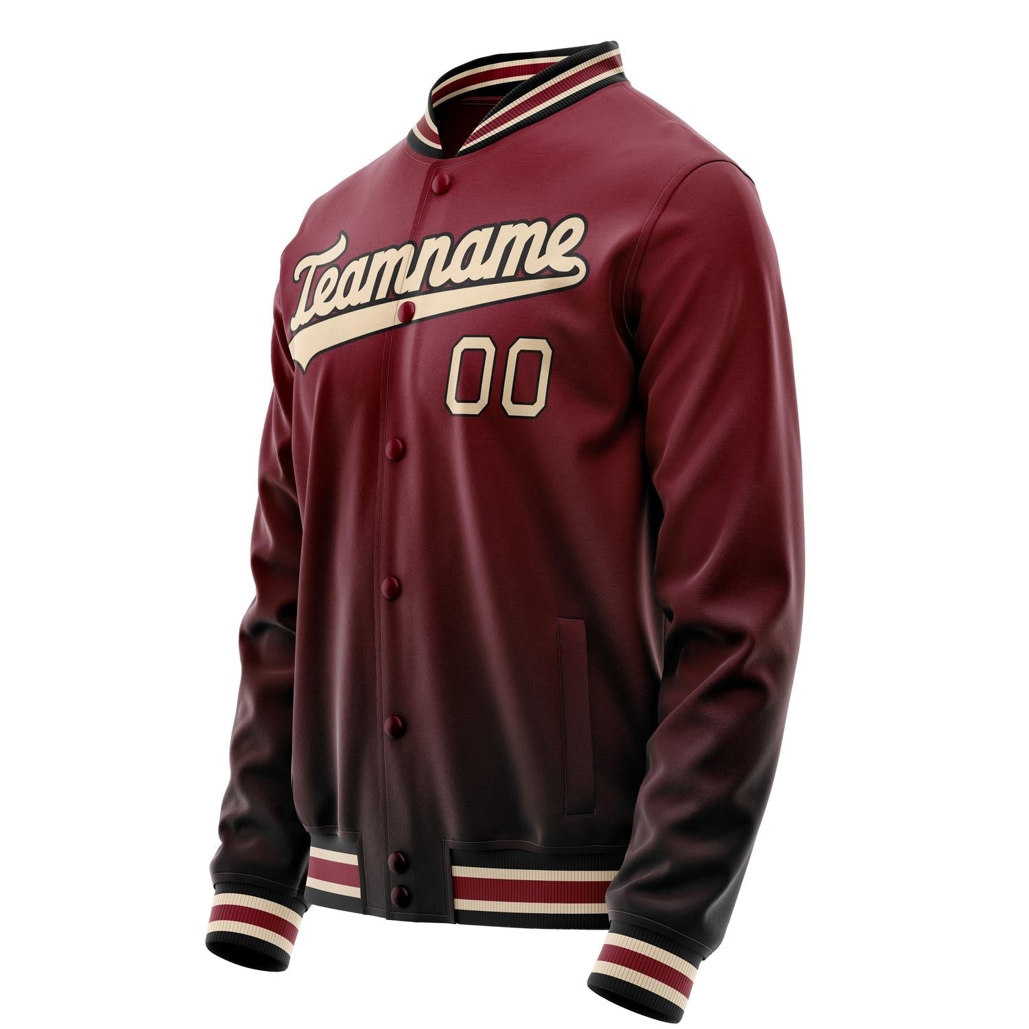 Custom Crimson Cream Solid Color Varsity Letterman Jacket JA02240617KZ510