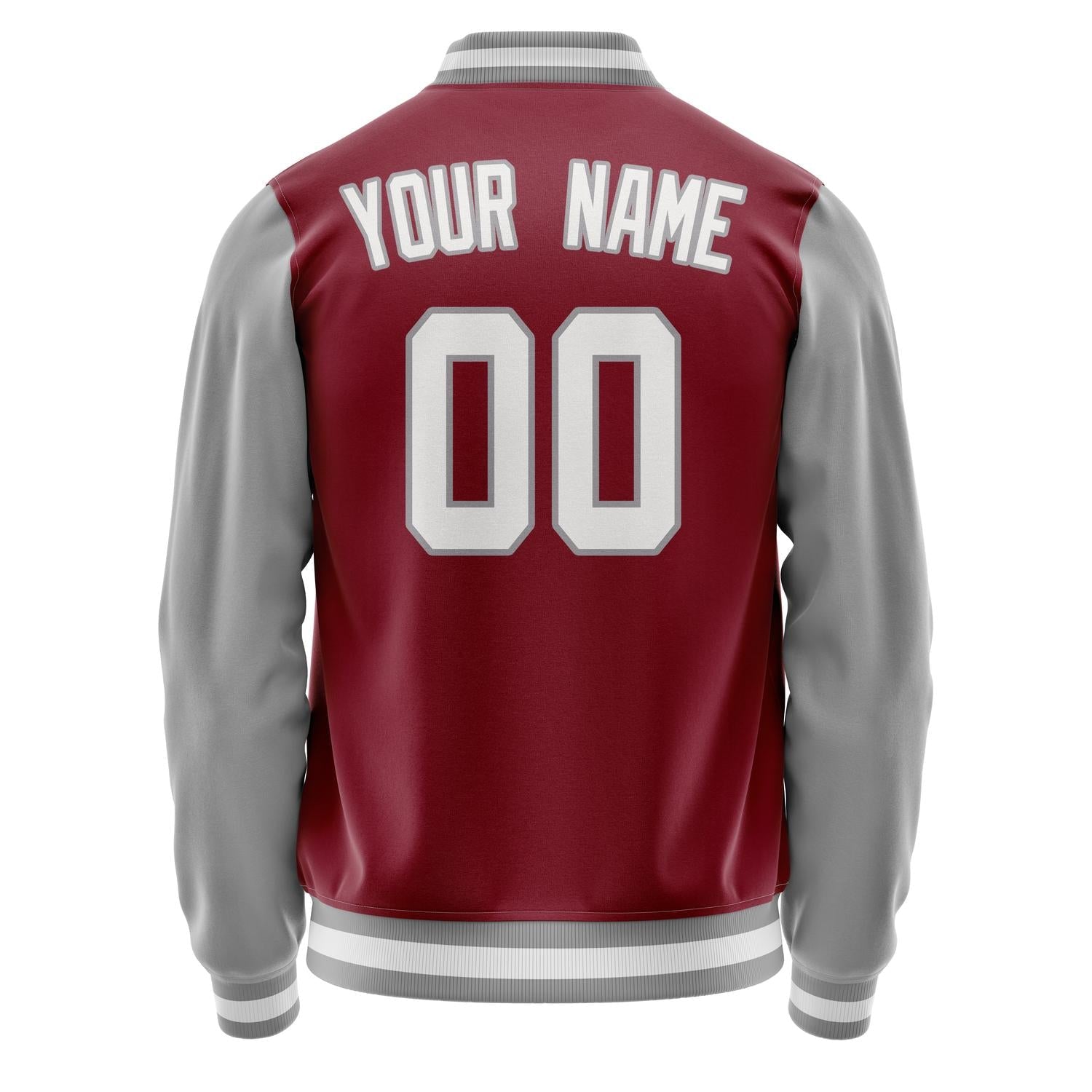 Custom Crimson Gray Solid Color Varsity Letterman Jacket JA02240617KZ511