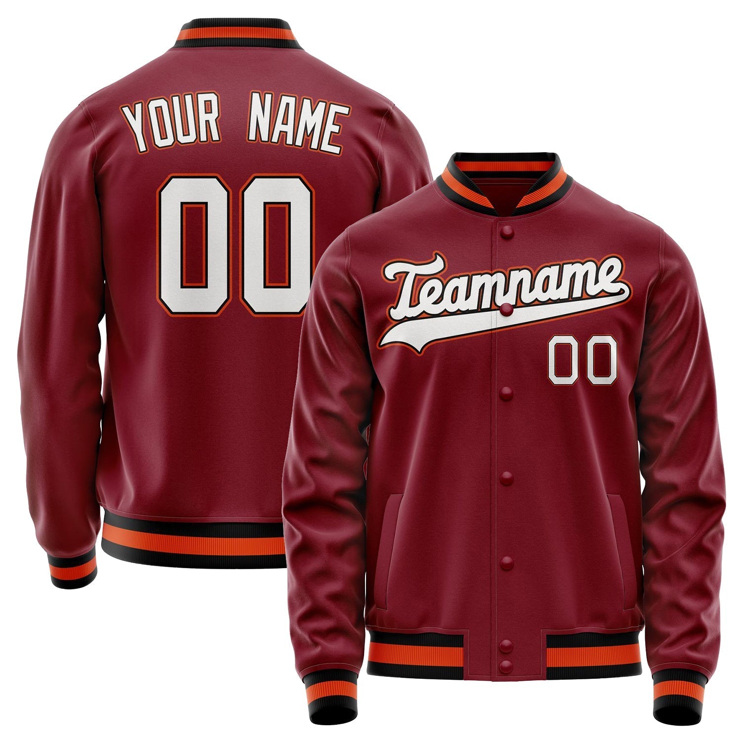 Custom Crimson White Solid Color Varsity Letterman Jacket JA02240617KZ512