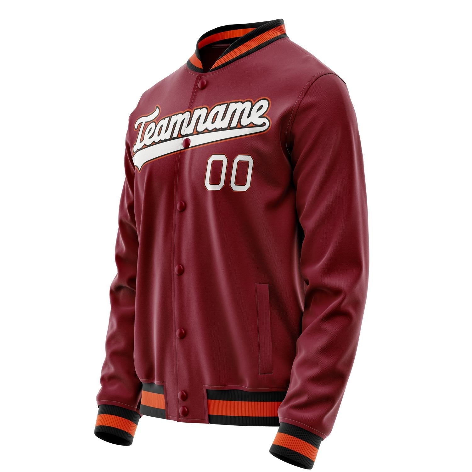 Custom Crimson White Solid Color Varsity Letterman Jacket JA02240617KZ512