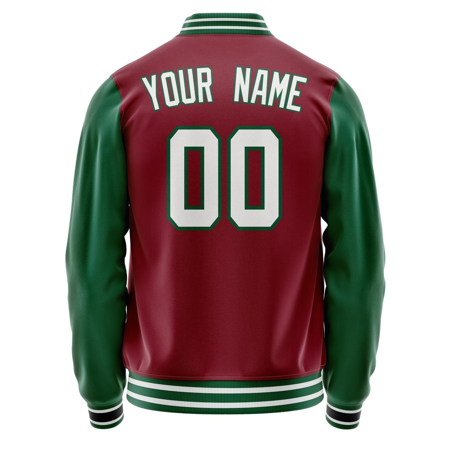 Custom Crimson Kelly-Green Solid Color Varsity Letterman Jacket JA02240617KZ515