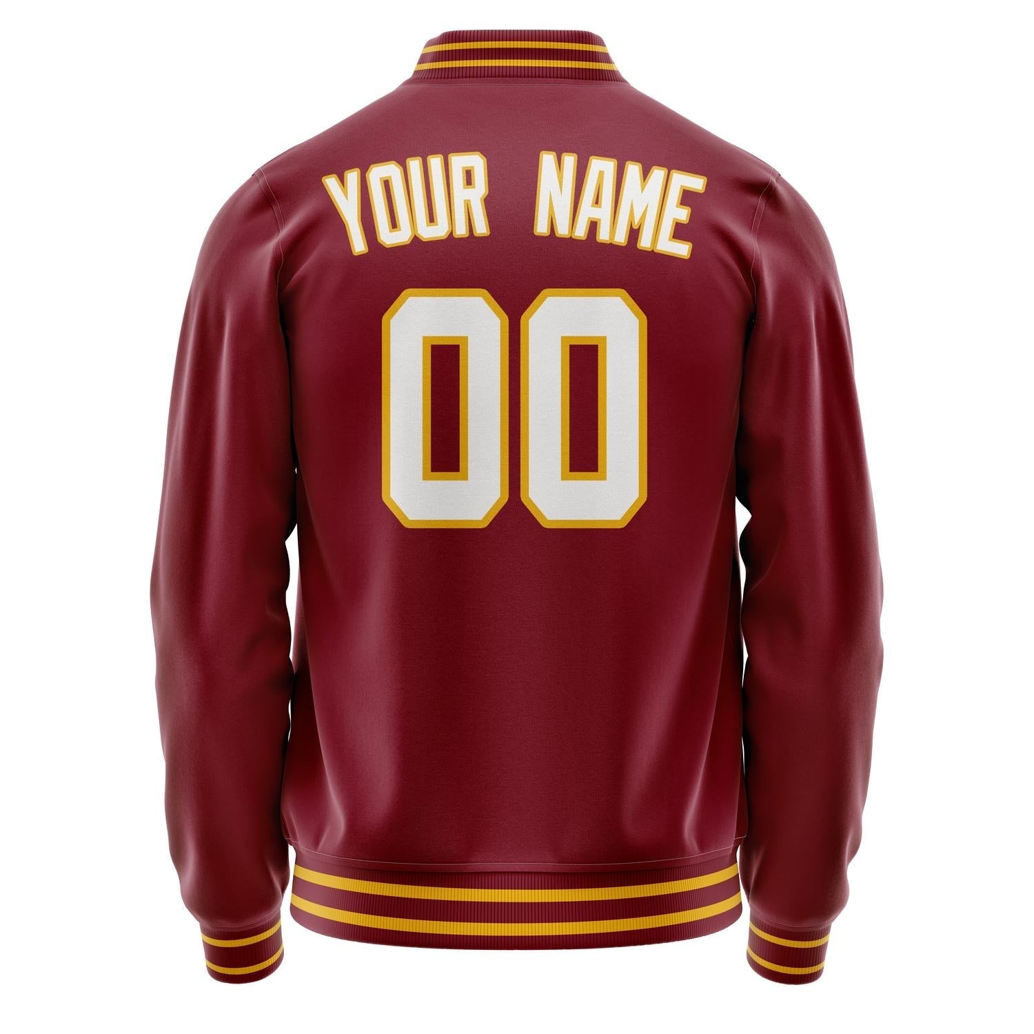 Custom Crimson White Solid Color Varsity Letterman Jacket JA02240617KZ522