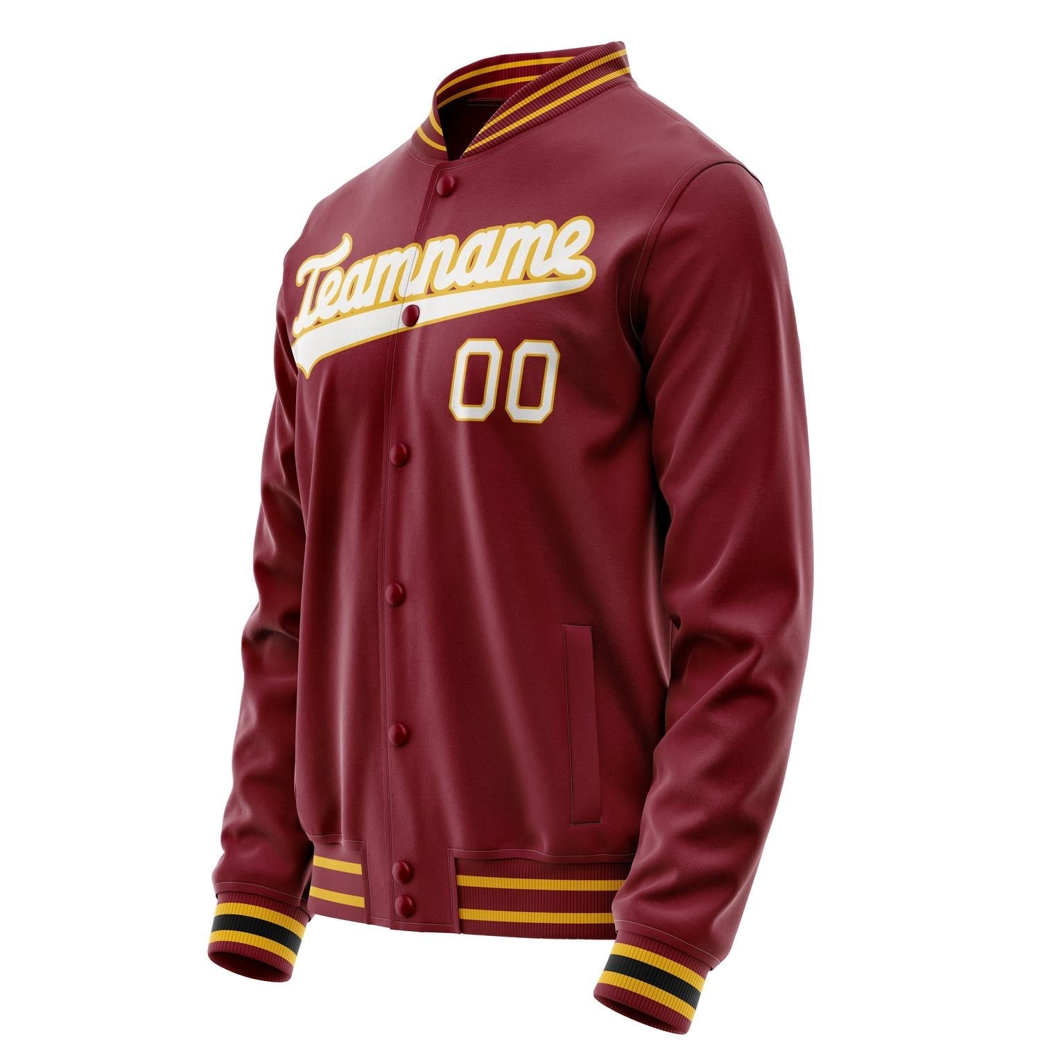 Custom Crimson White Solid Color Varsity Letterman Jacket JA02240617KZ522