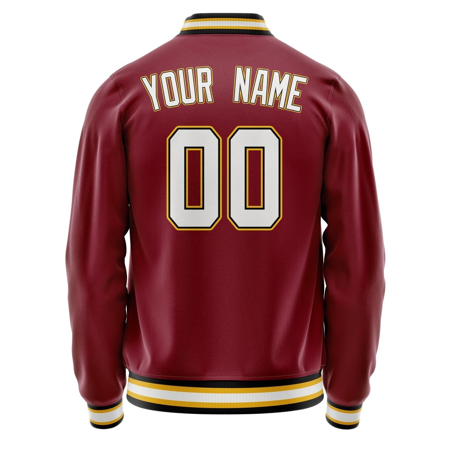 Custom Crimson White Solid Color Varsity Letterman Jacket JA02240617KZ524