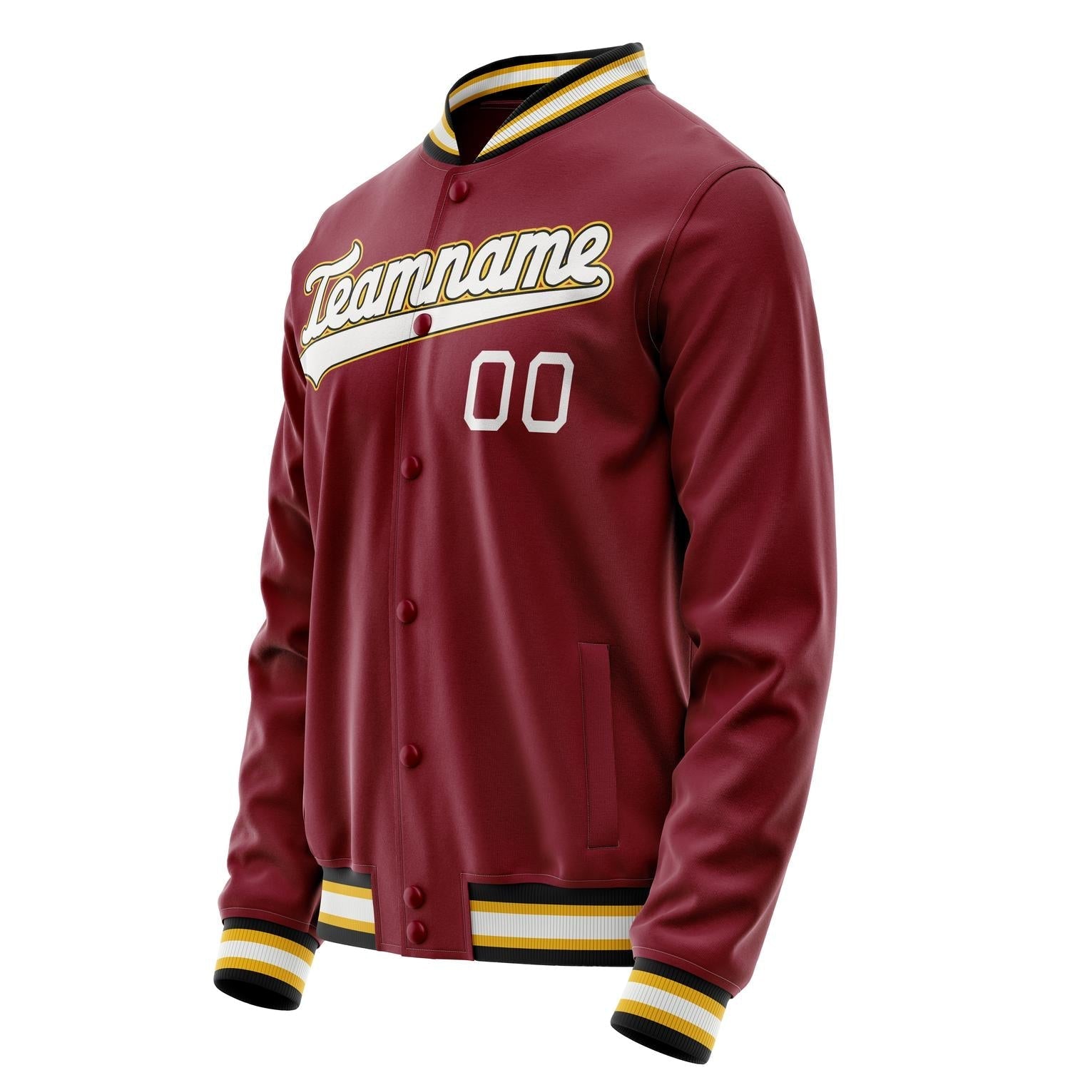 Custom Crimson White Solid Color Varsity Letterman Jacket JA02240617KZ524