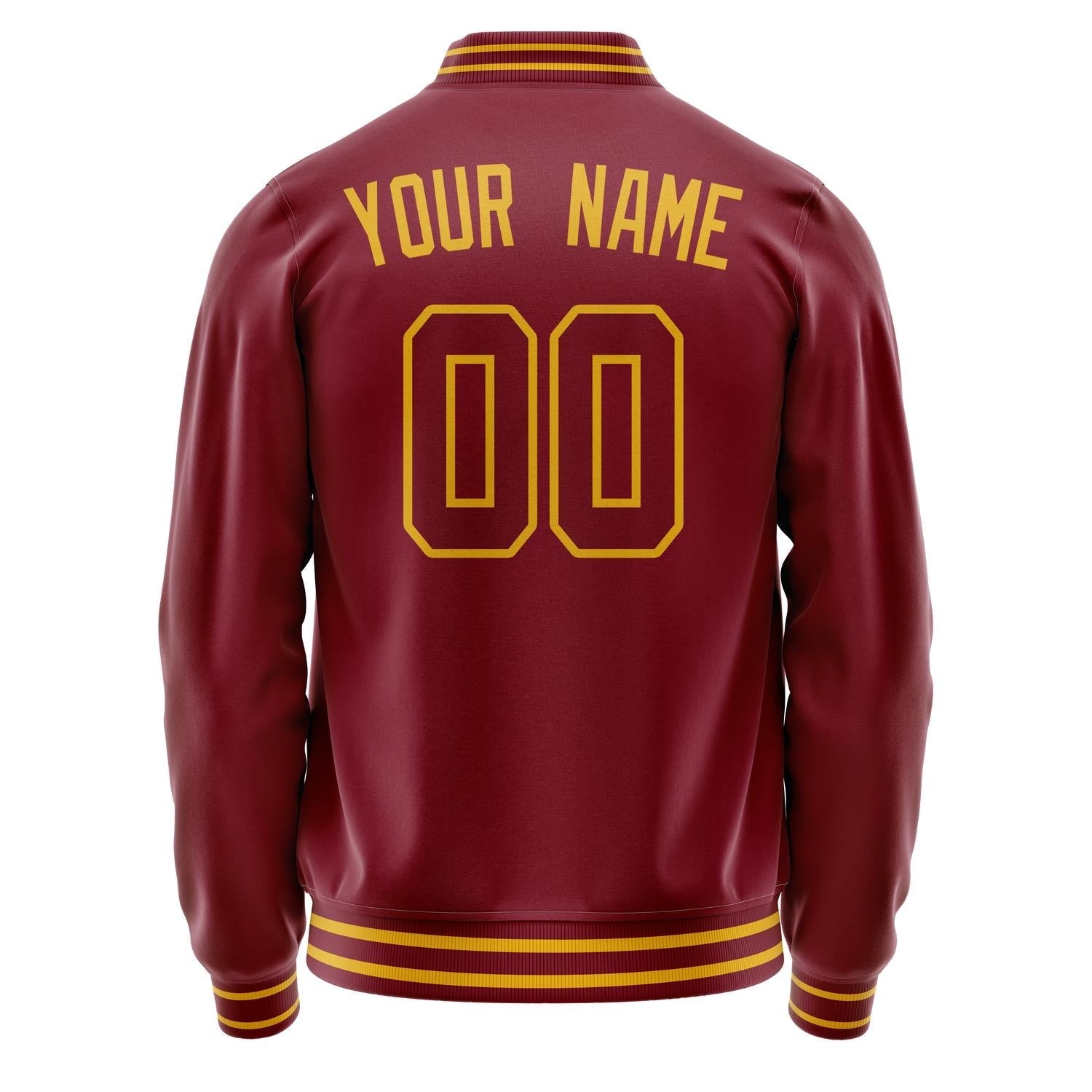 Custom Crimson Gold Solid Color Varsity Letterman Jacket JA02240617KZ526