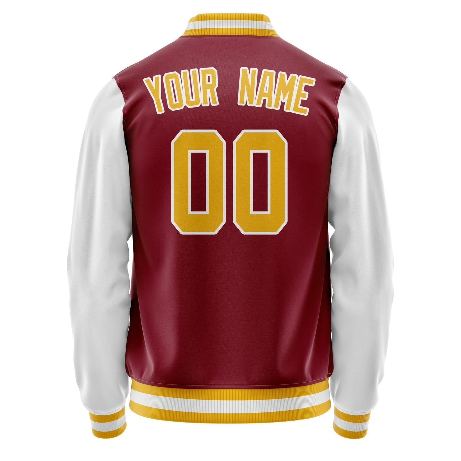 Custom Crimson White Solid Color Varsity Letterman Jacket JA02240617KZ527