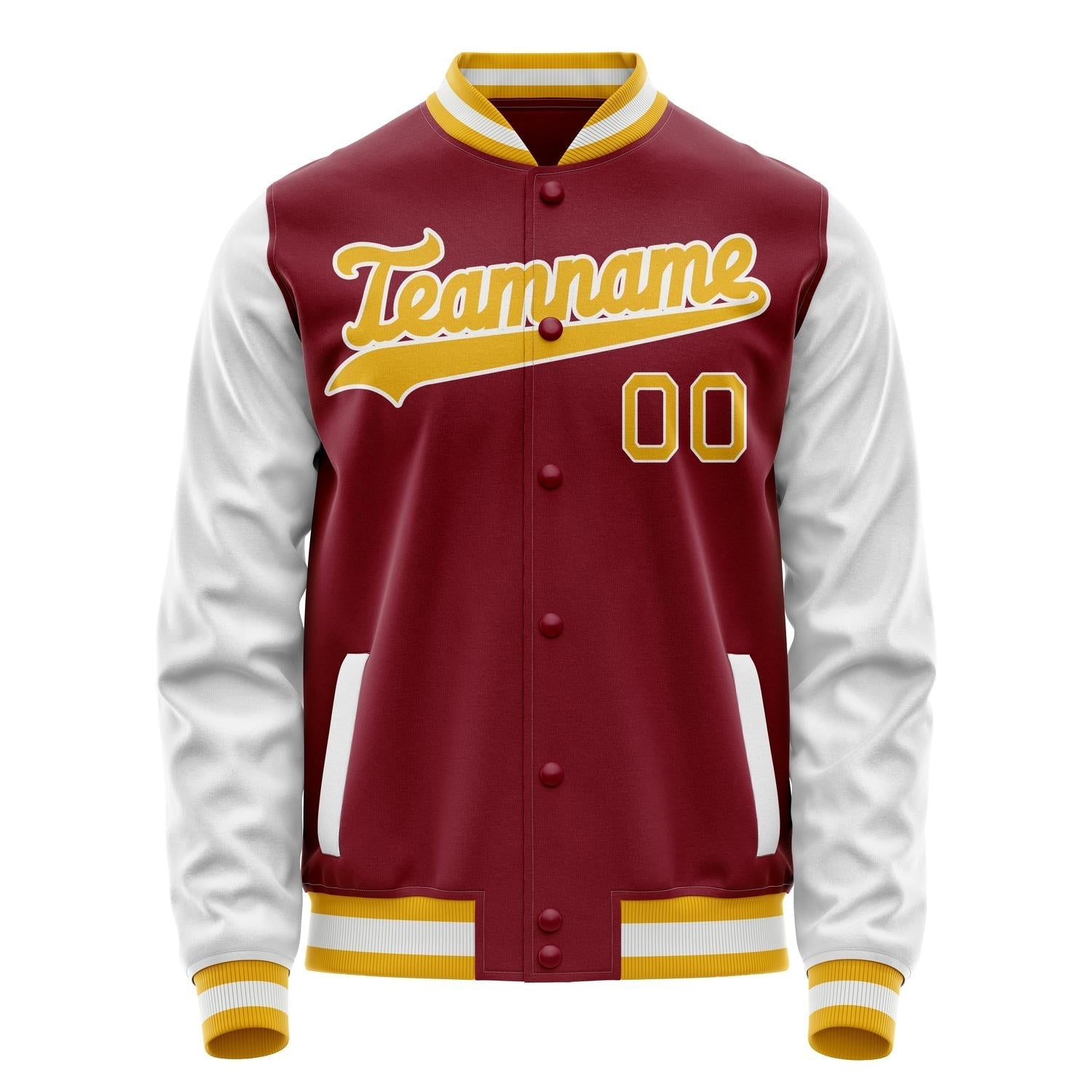 Custom Crimson White Solid Color Varsity Letterman Jacket JA02240617KZ527
