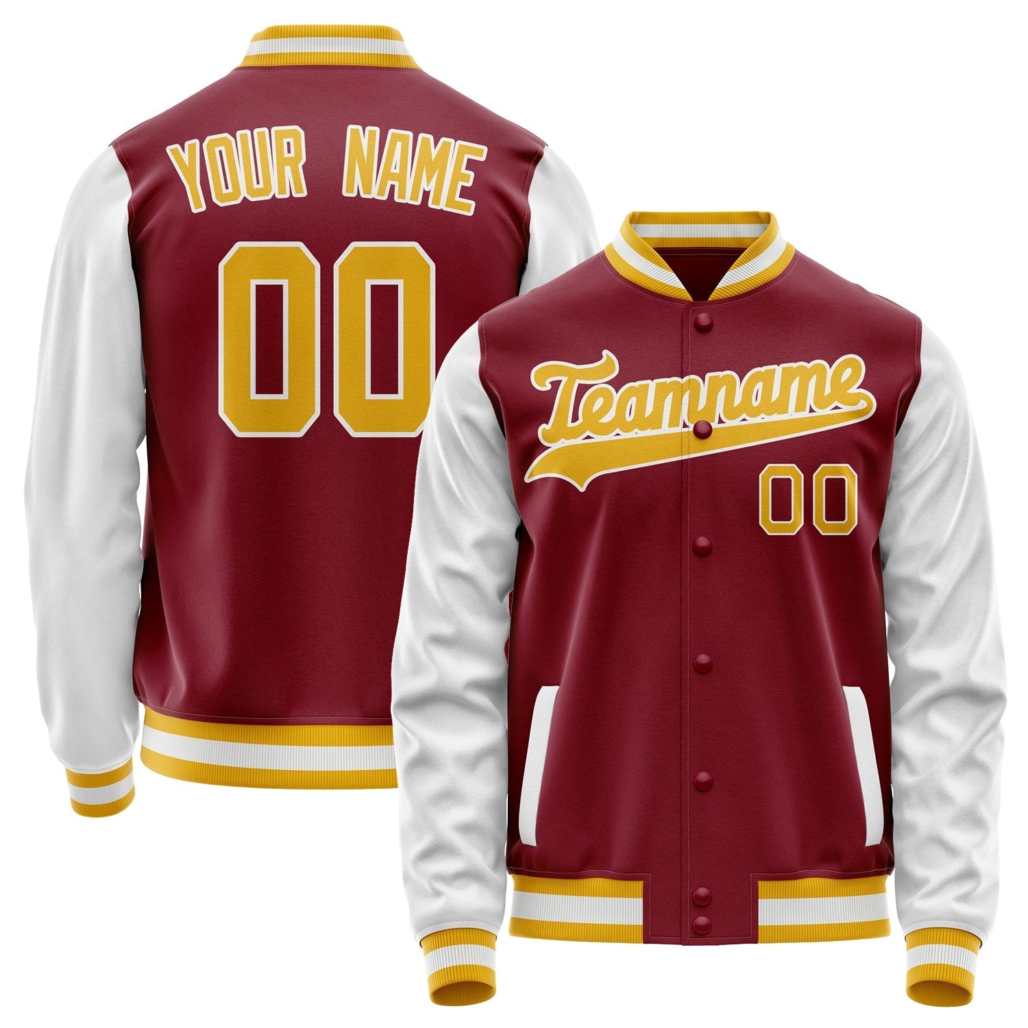 Custom Crimson White Solid Color Varsity Letterman Jacket JA02240617KZ527
