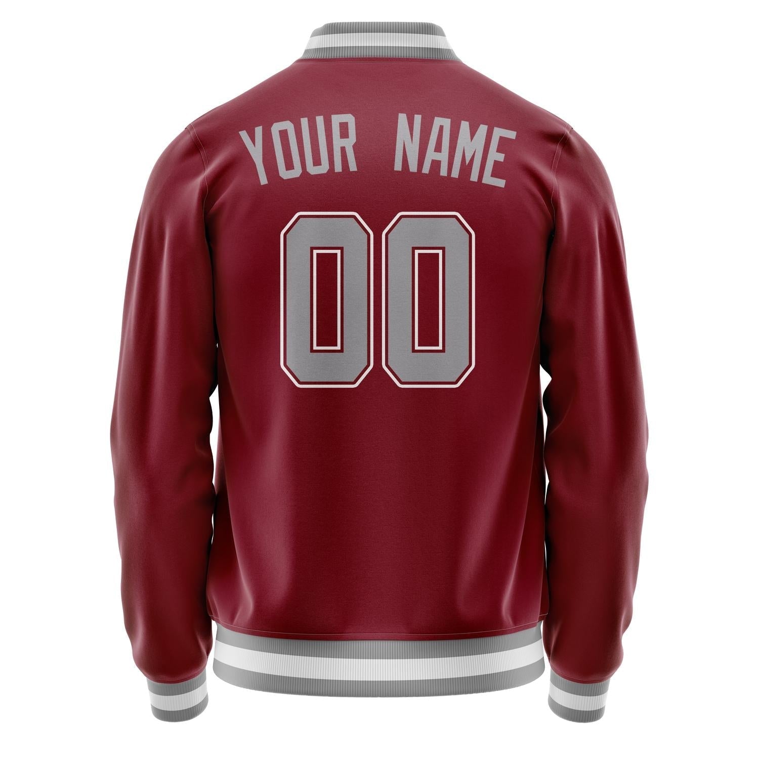 Custom Crimson Gray Solid Color Varsity Letterman Jacket JA02240617KZ529