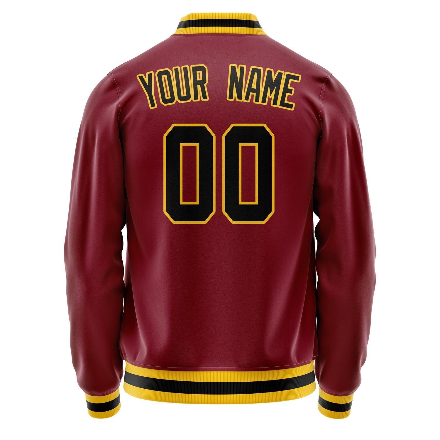 Custom Crimson Black Solid Color Varsity Letterman Jacket JA02240617KZ530