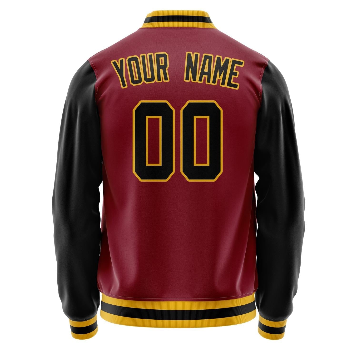 Custom Crimson Black Solid Color Varsity Letterman Jacket JA02240617KZ532