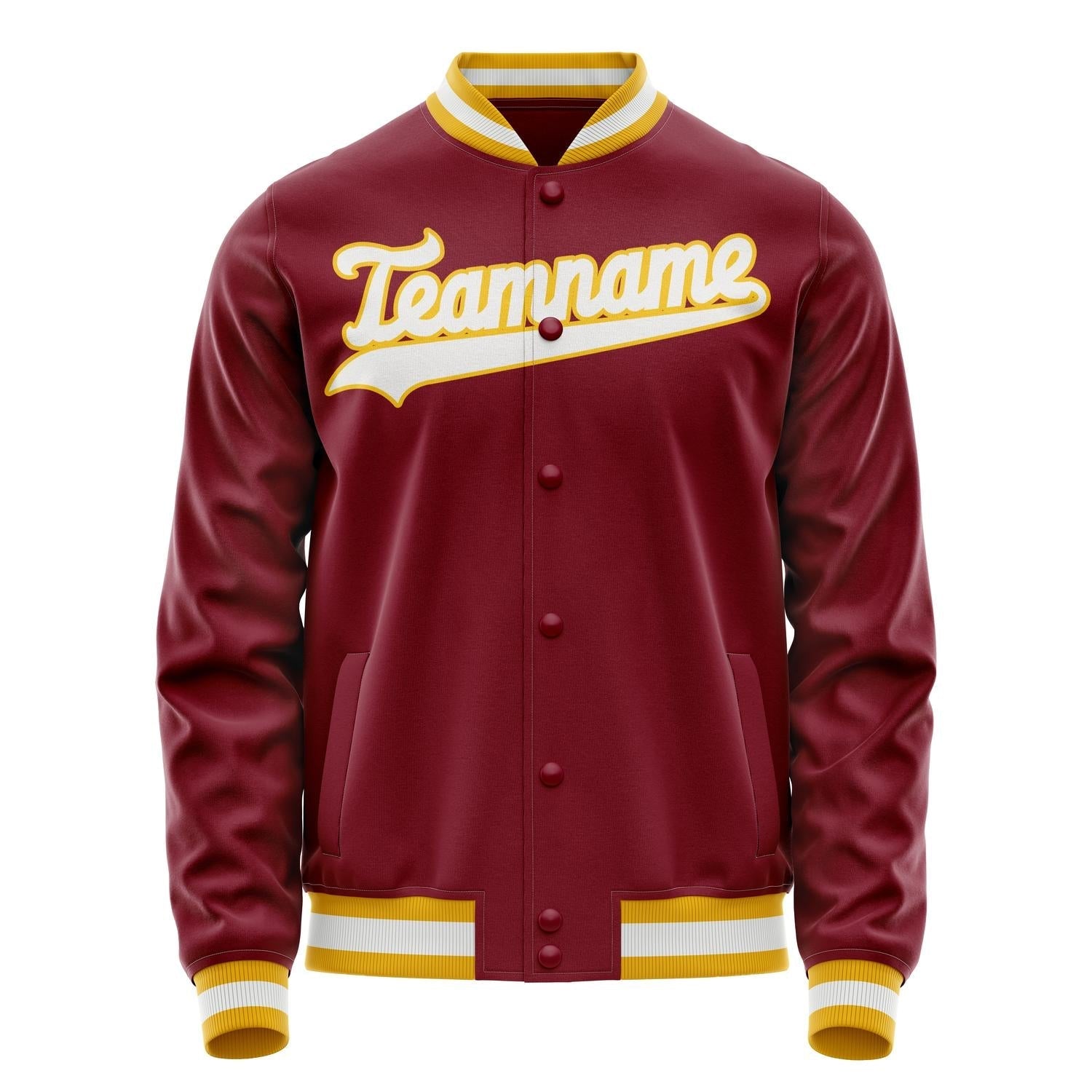 Custom Crimson White Solid Color Varsity Letterman Jacket JA02240617KZ534